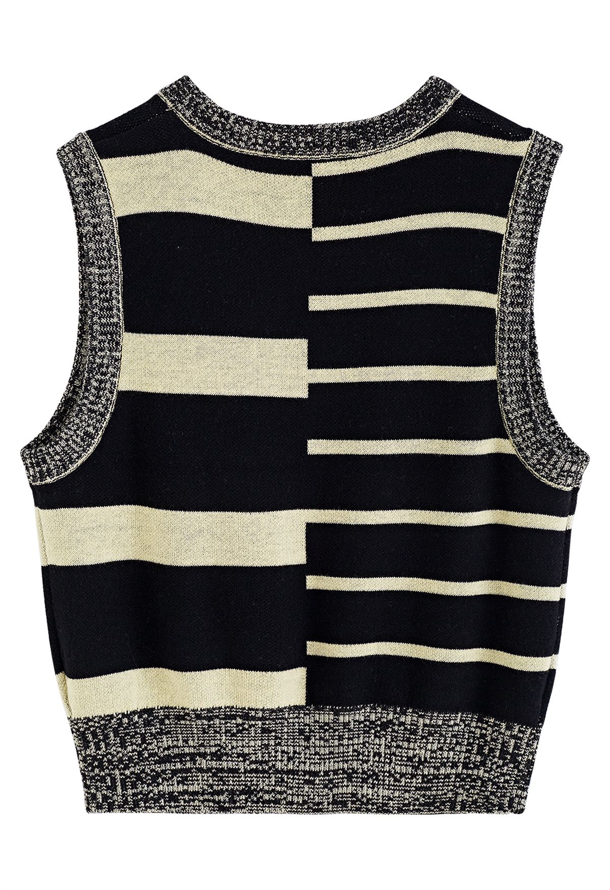 Two-Tone Keyboard Pattern Knit Tank Top in Light Yellow