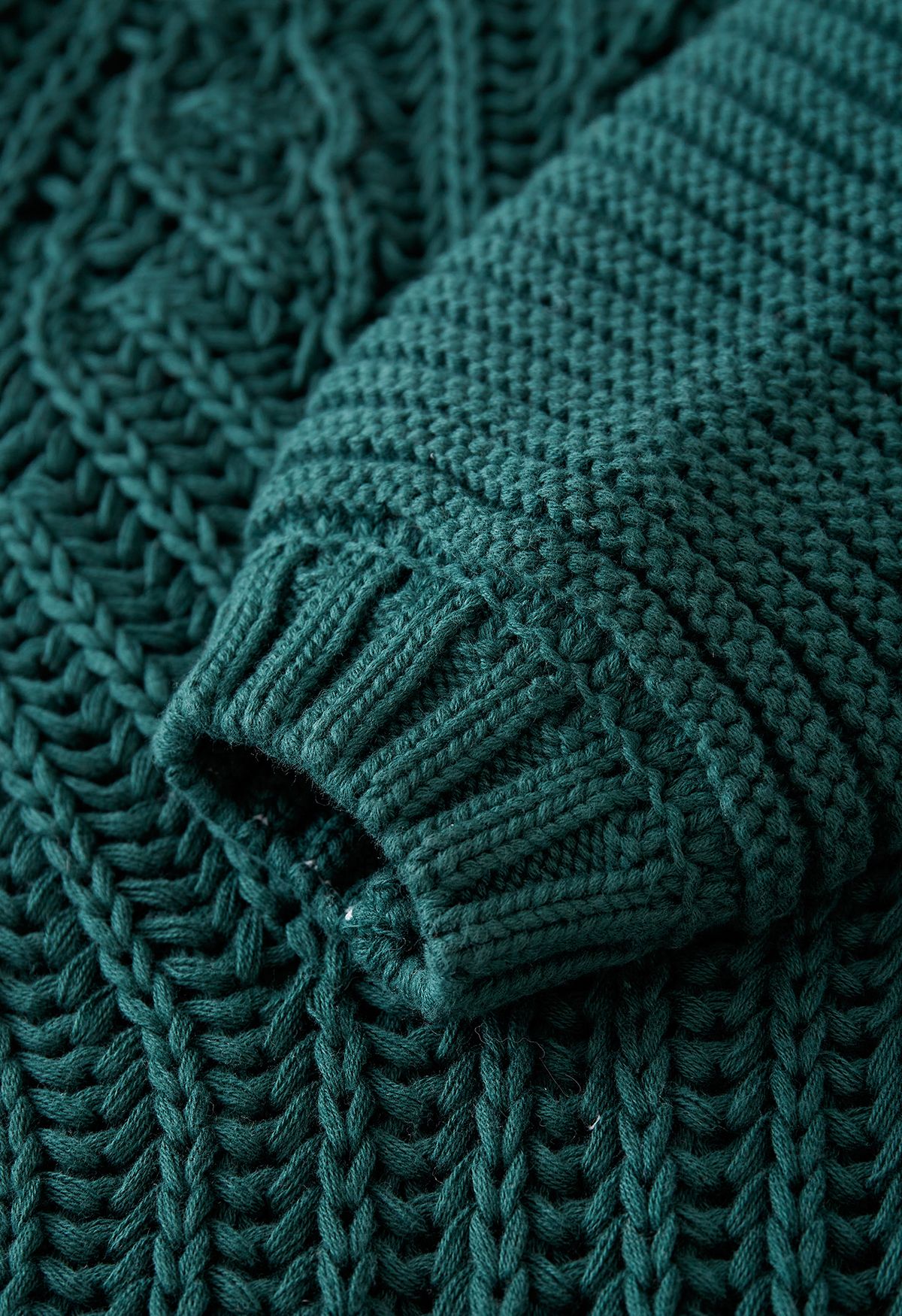 Rib Knit Sweater - Dark Green / M
