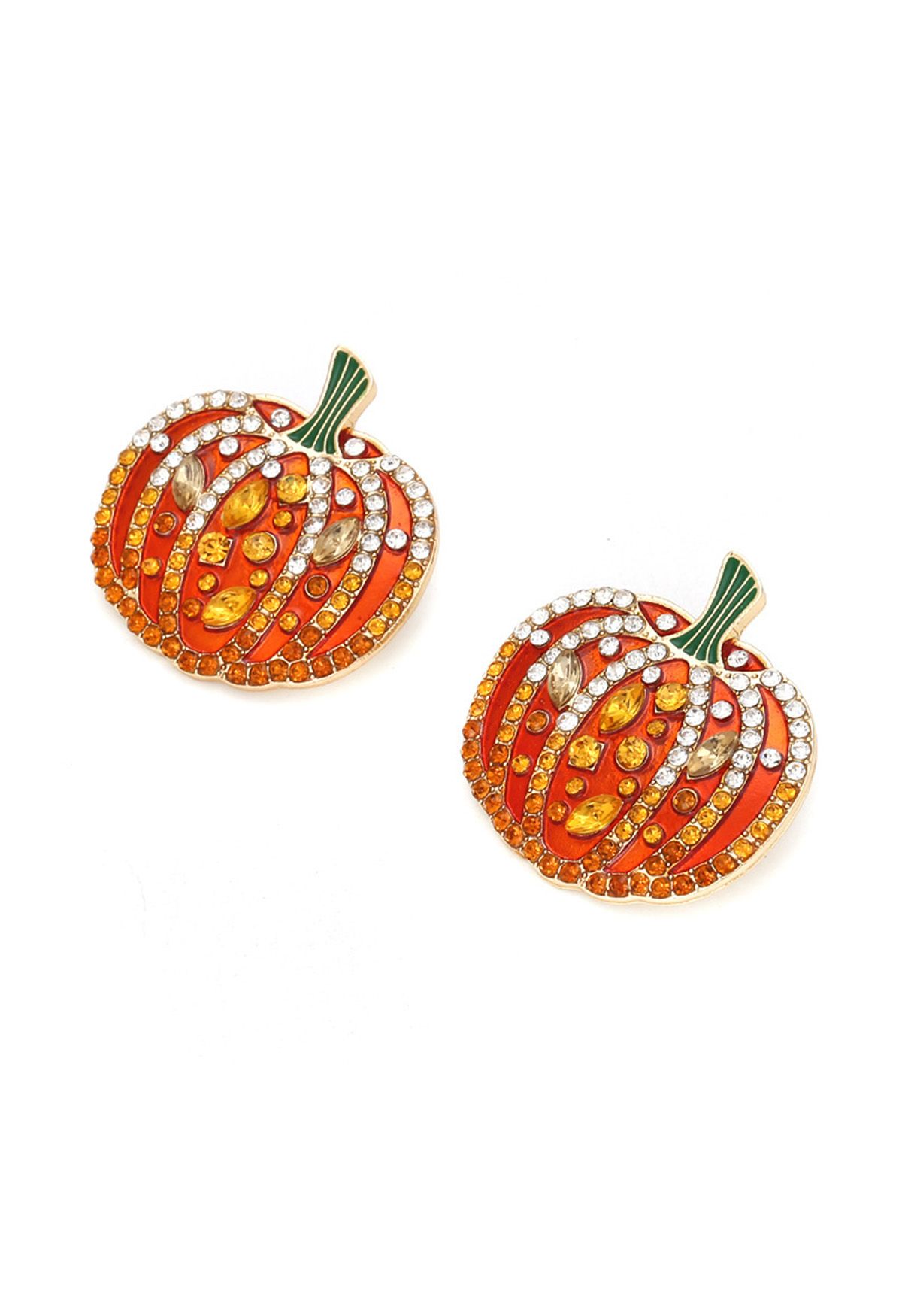 Diamond Decor 3D Shiny Pumpkin Earrings