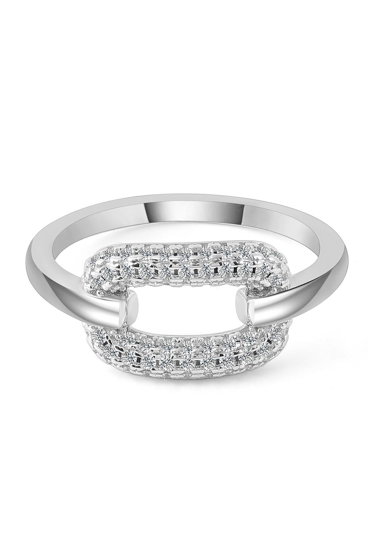 Hollow Rectangle Moissanite Diamond Ring