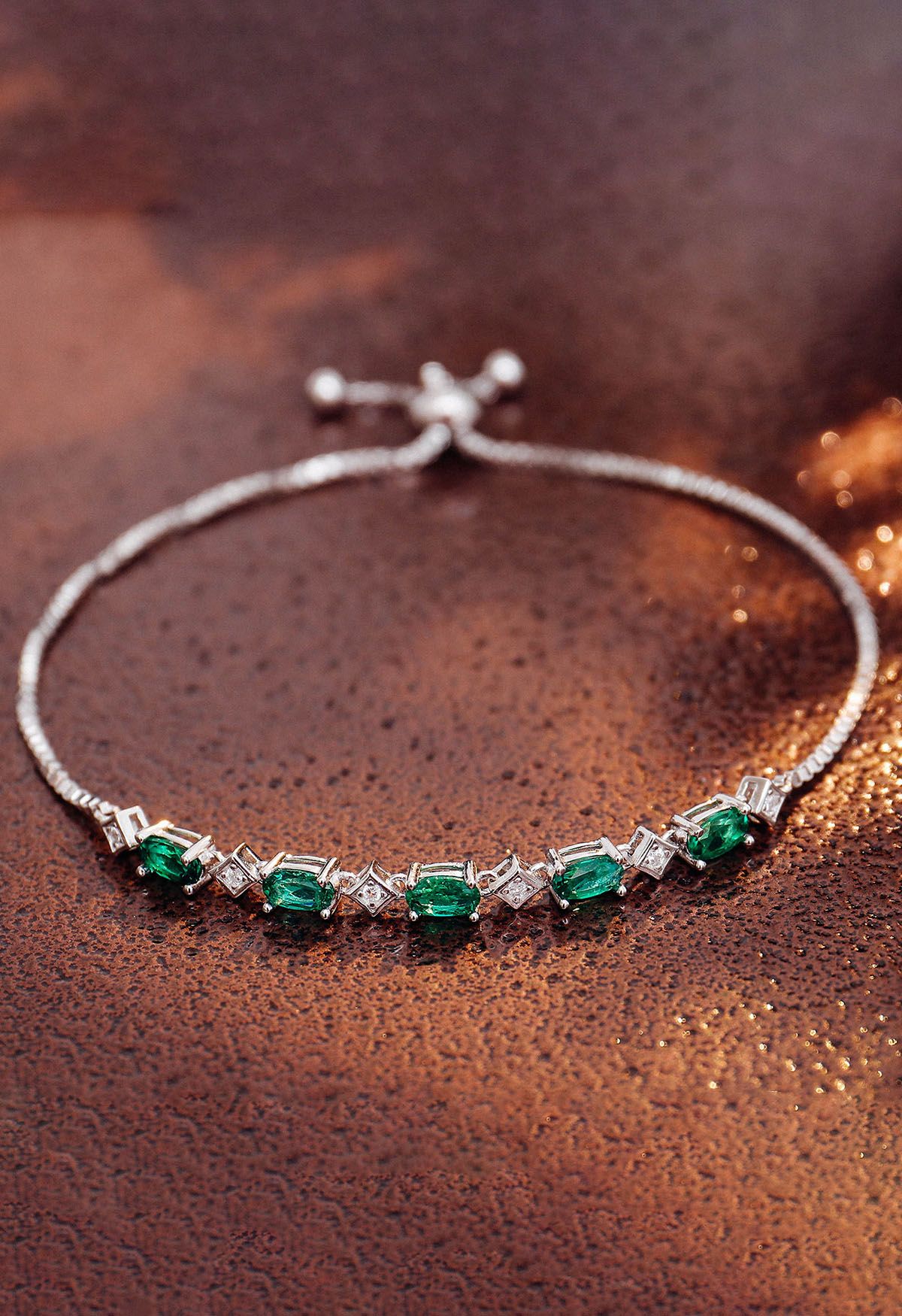Oval Shape Emerald Gem Diamond Bracelet