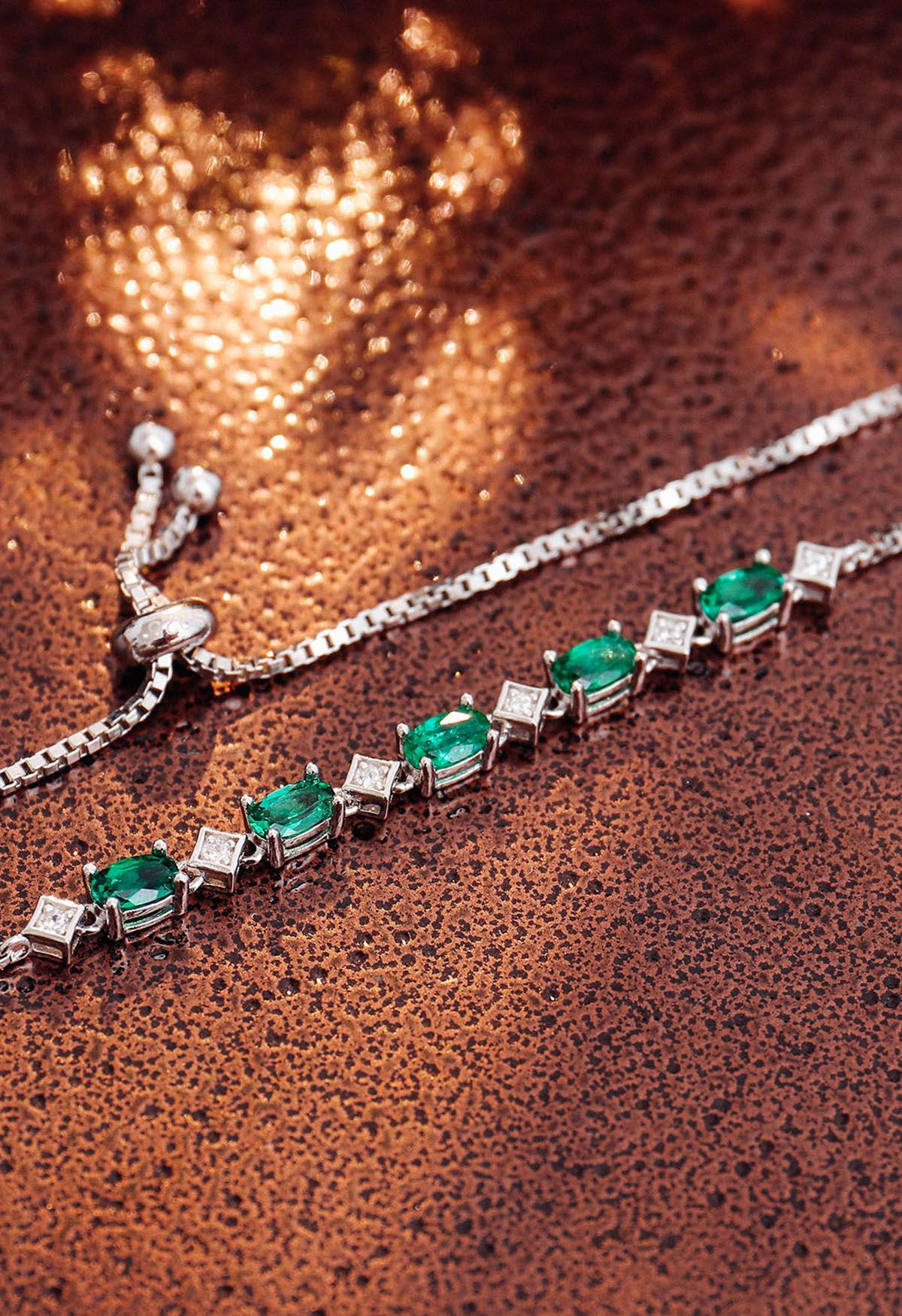 Oval Shape Emerald Gem Diamond Bracelet