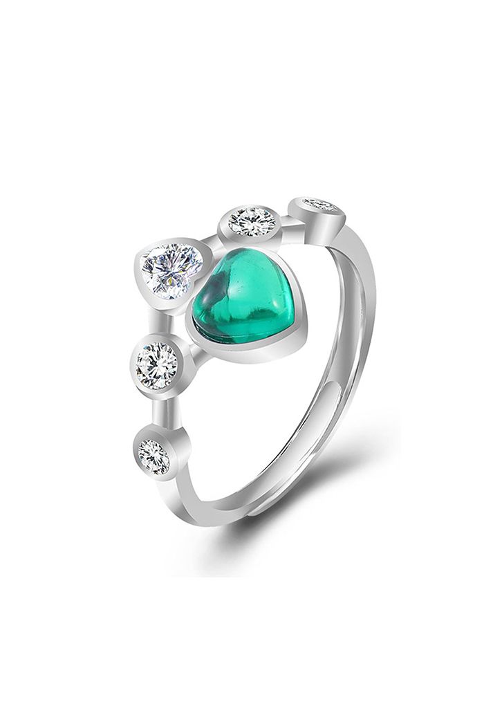 Emerald Heart Gem Diamond Ring