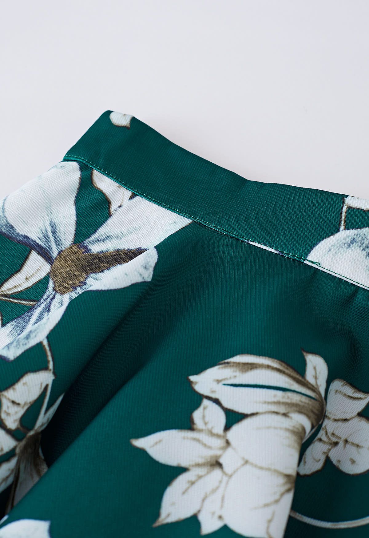 Magnolia Blossom Green Flare Midi Skirt