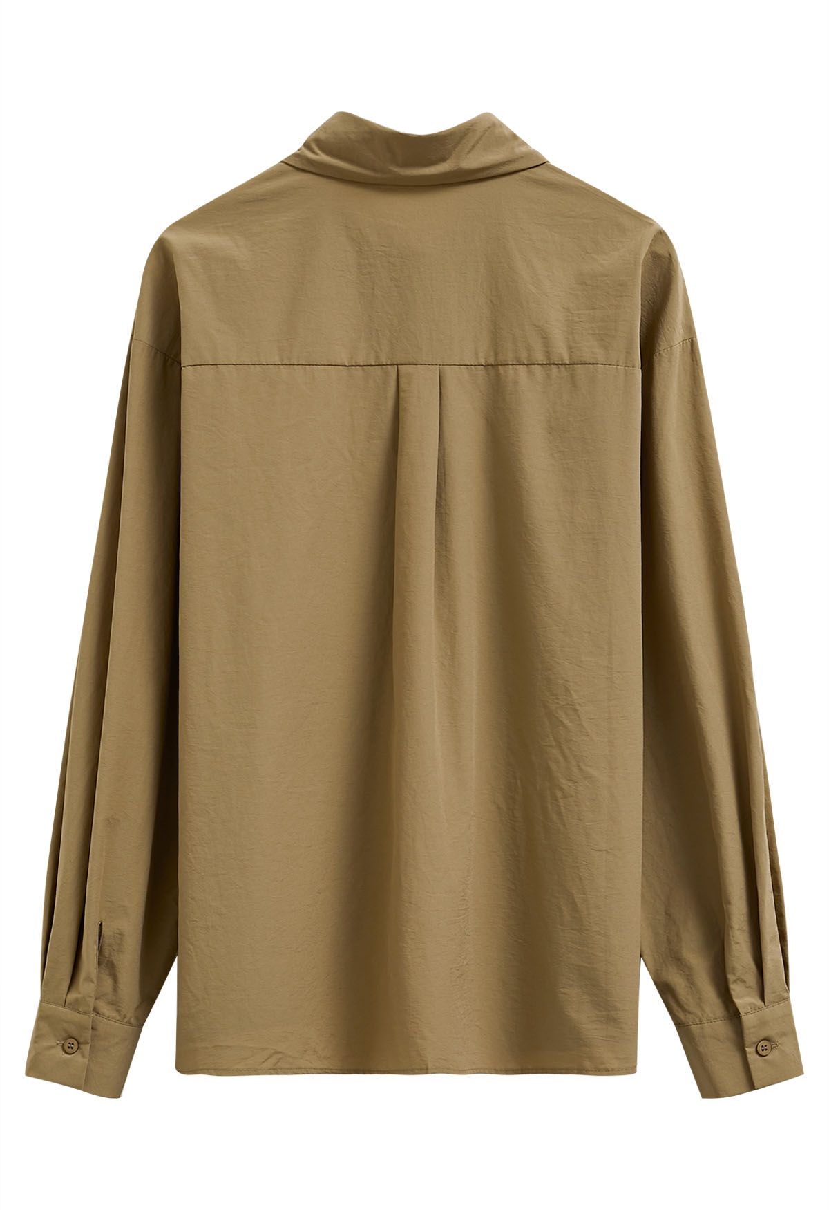 Asymmetric Hemline Pure Cotton Shirt in Camel