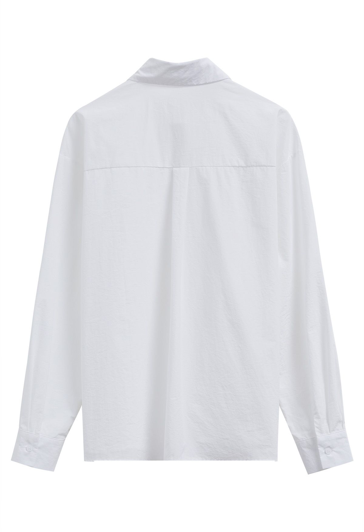Asymmetric Hemline Pure Cotton Shirt in White