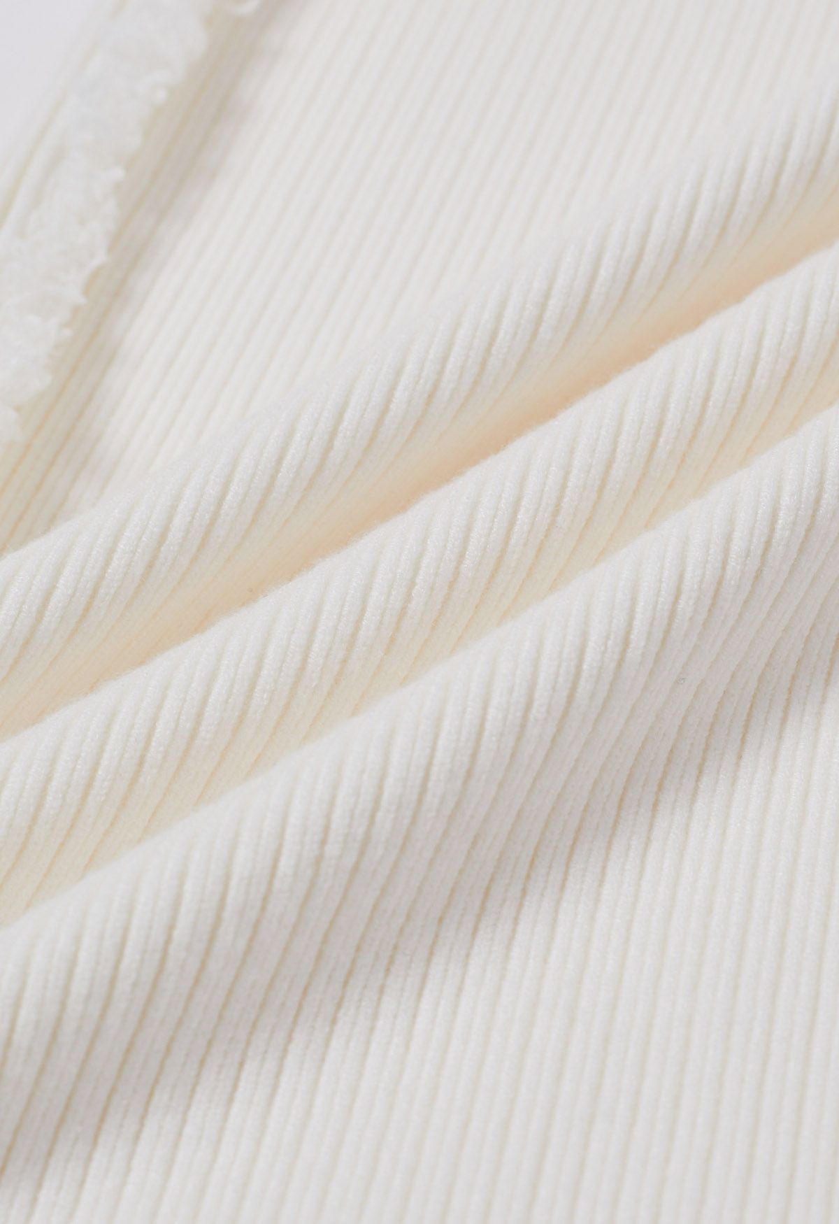 Side Tassel Trim Straight-Leg Knit Pants in White