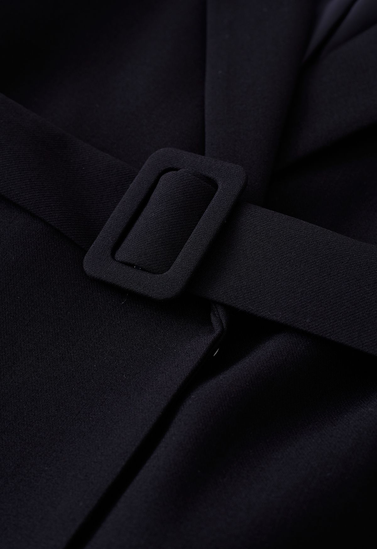 Belted Puff Shoulder Blazer in Black