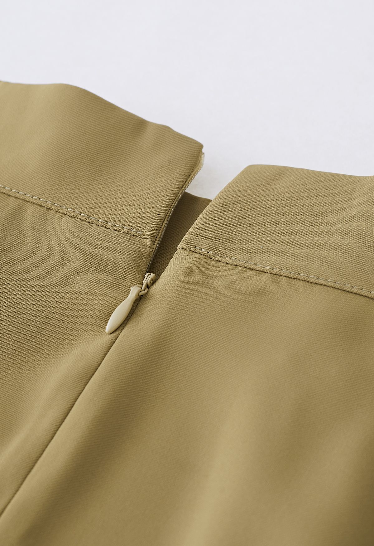 O-Ring Belt Pleated Flare Midi Skirt in Camel