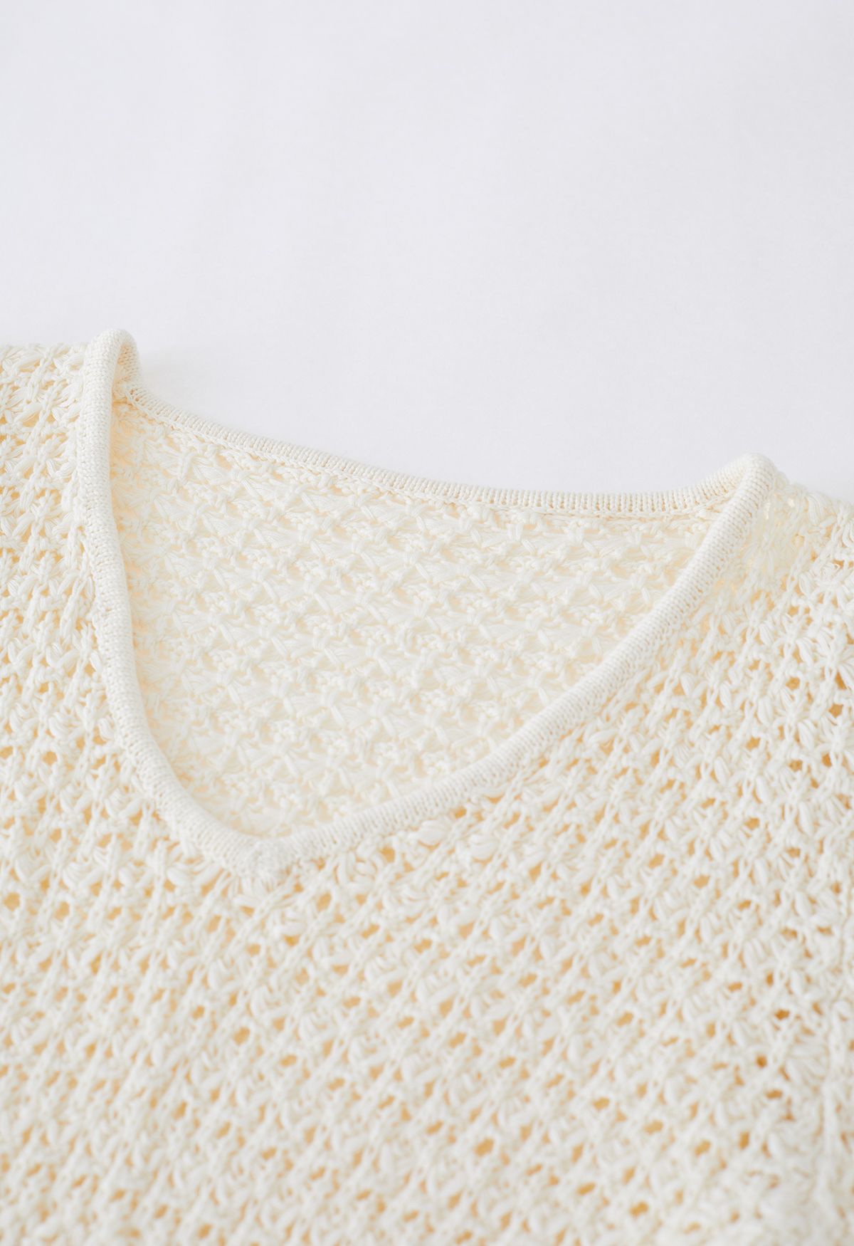 Hollow Out Crochet Long Sleeve Crop Top