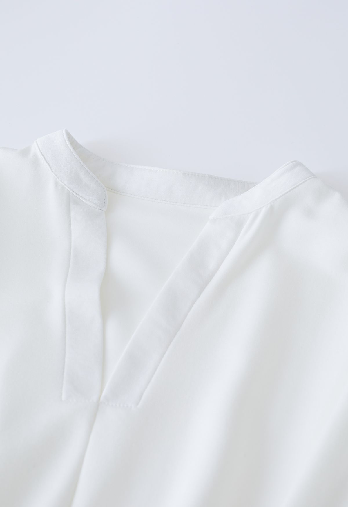 Padded Shoulder V-Neck Sleeveless Top in White