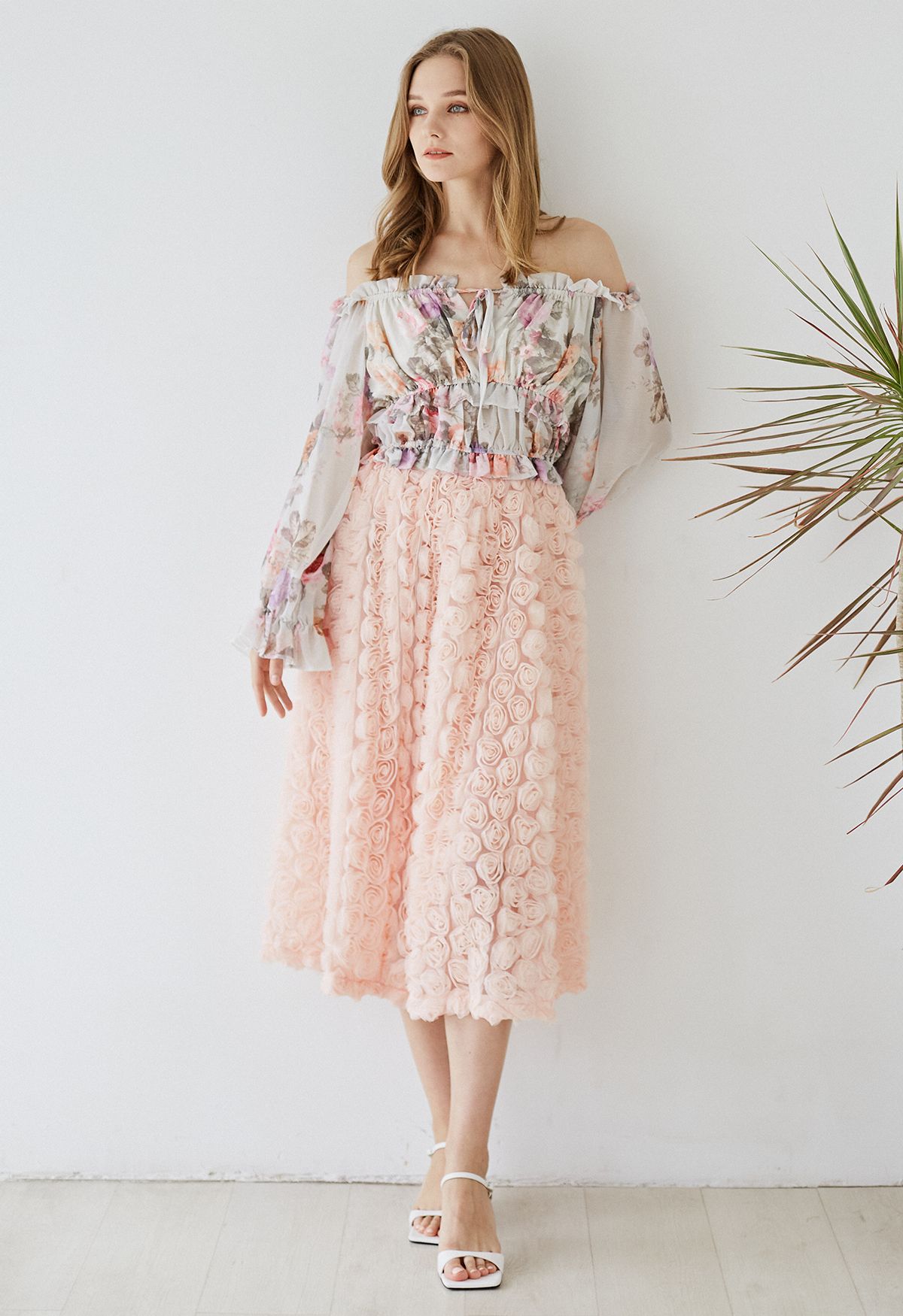 Romantic Moment Rose Mesh Tulle Skirt