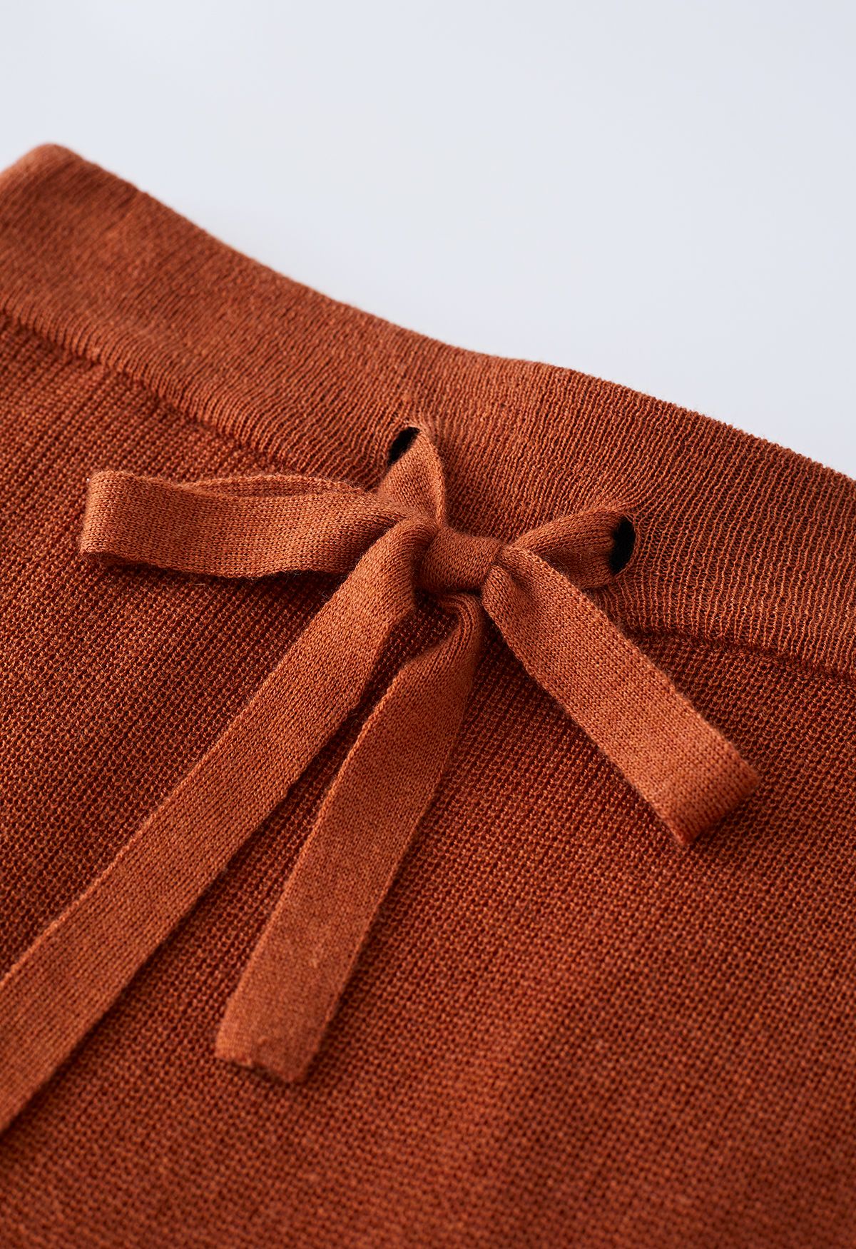 Knitted High Waist Pencil Maxi Skirt in Pumpkin