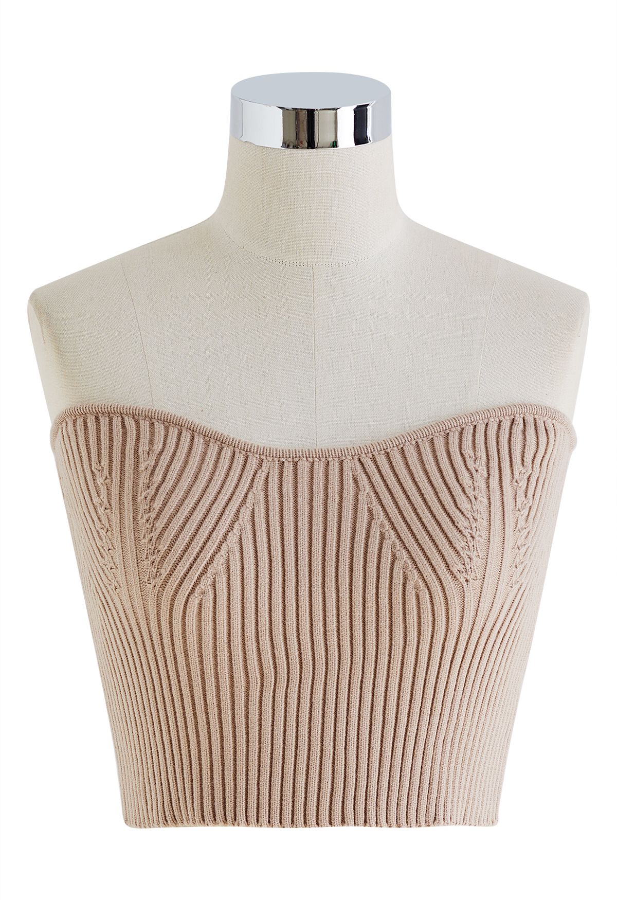 Strapless Knit Top and Sweater Sleeve Set in Sand