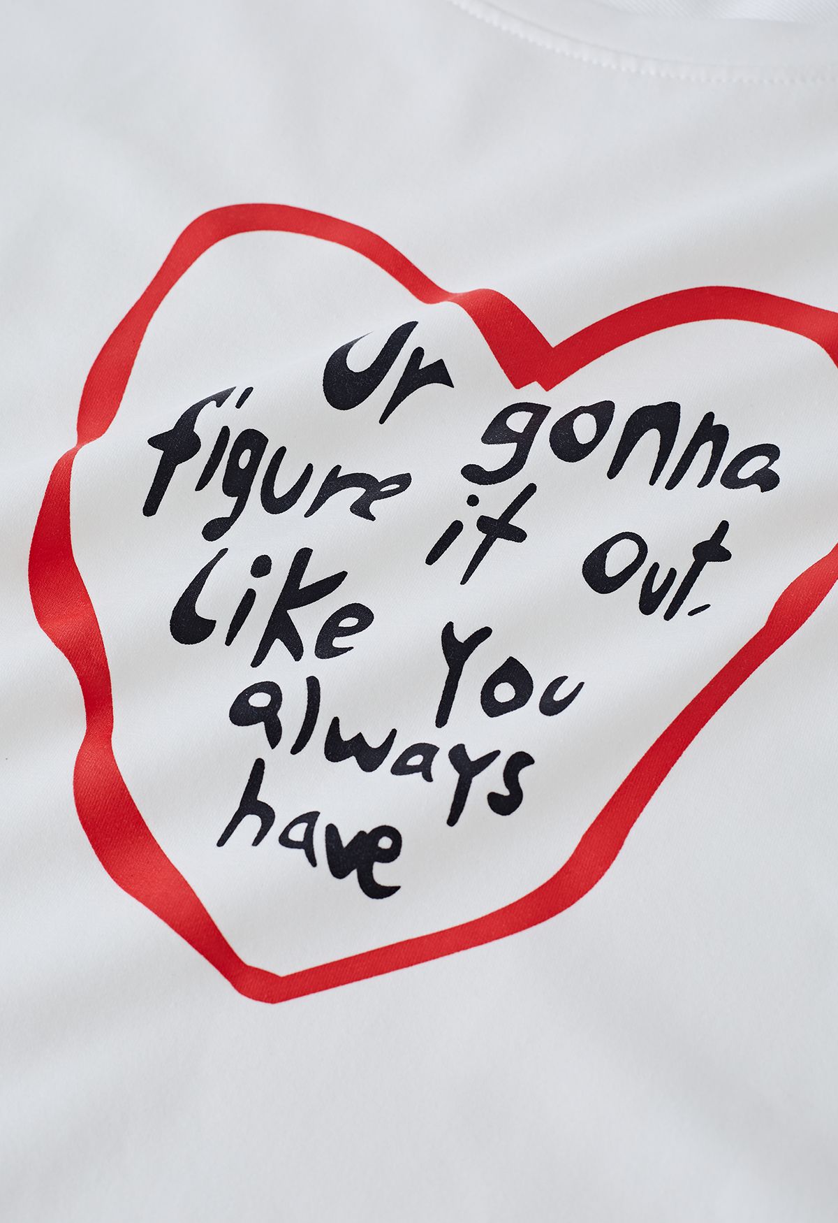 Sentence with Heart Print Oversize T-Shirt