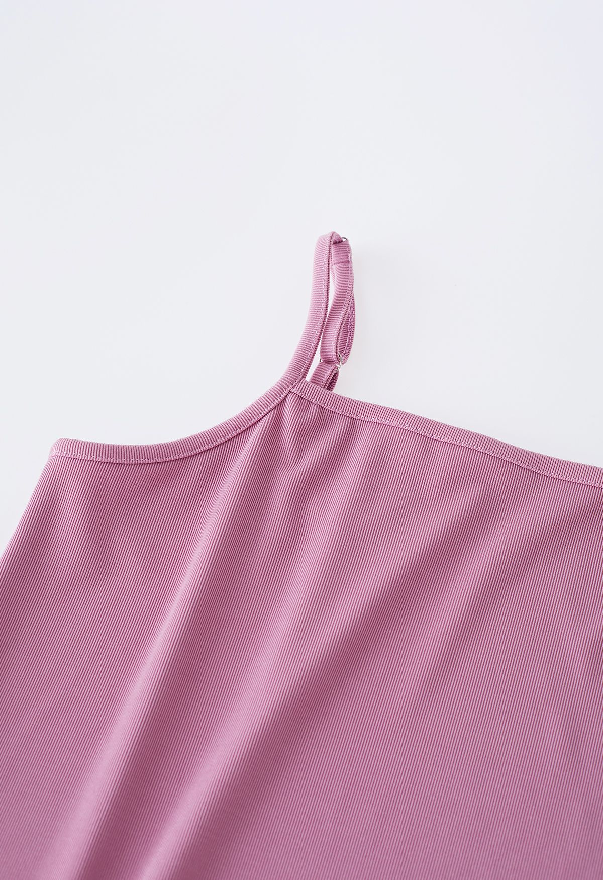 Plain Color Frilling Hem Cami Dress in Pink