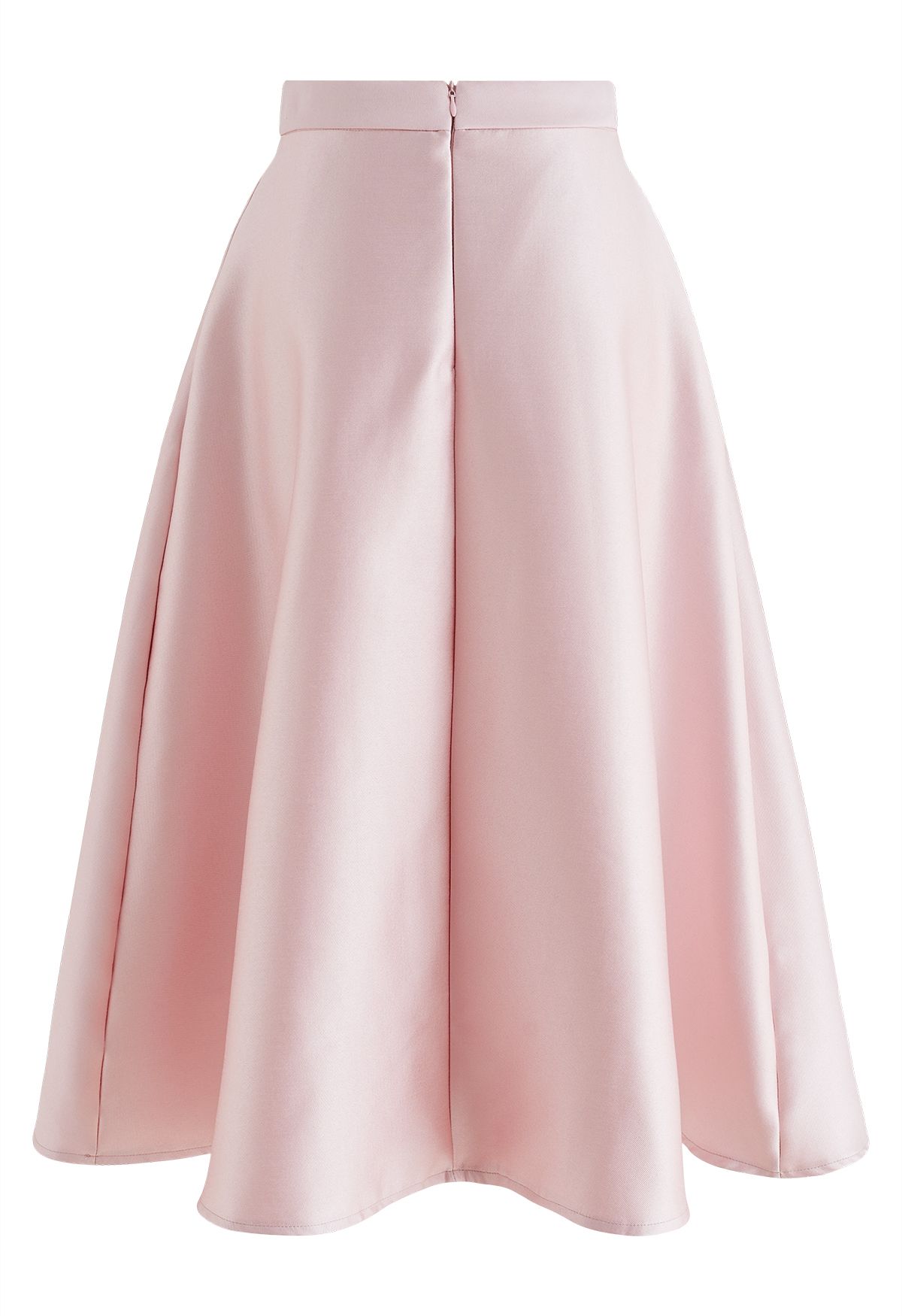 Wavy Line Flare Midi Skirt in Pink