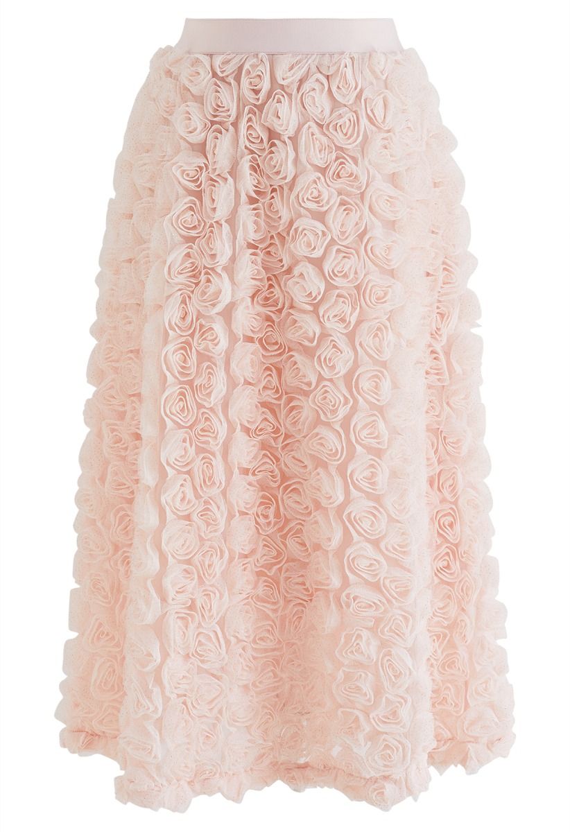 Romantic Moment Rose Mesh Tulle Skirt