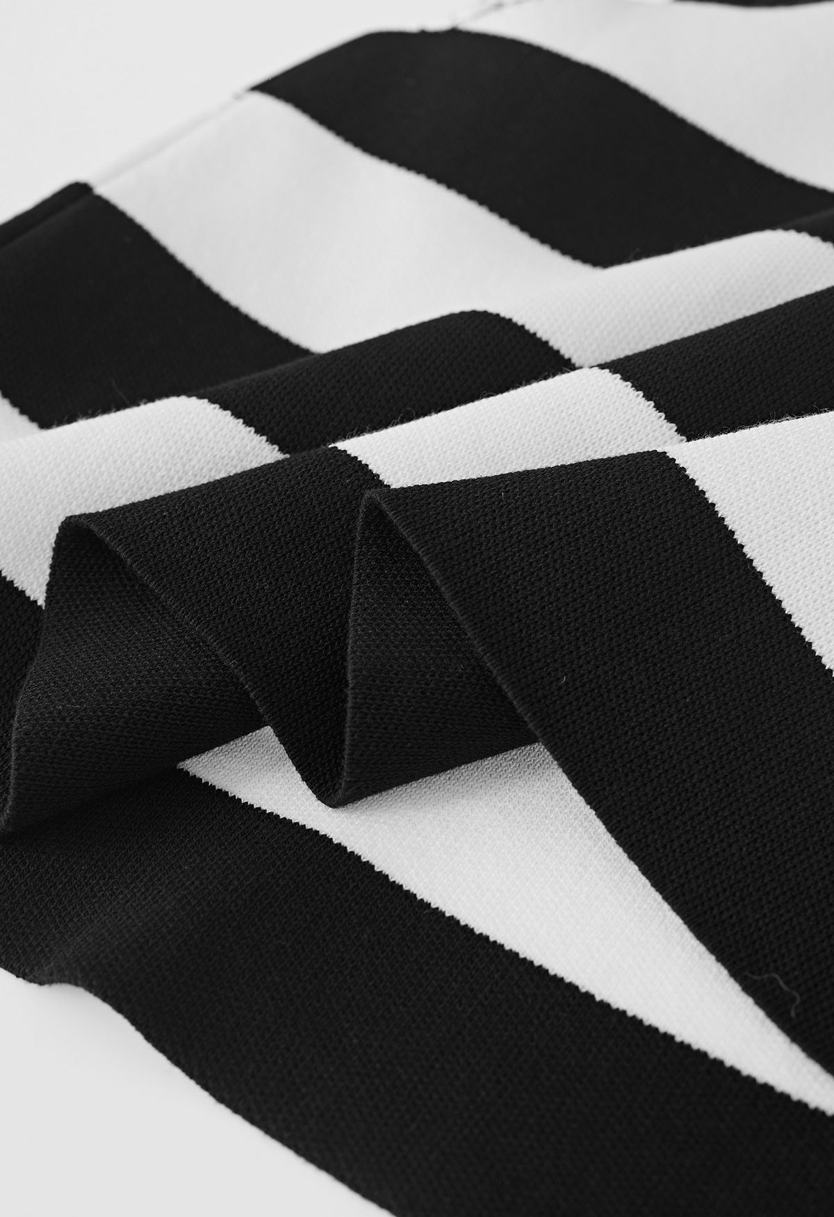 V-Neck Striped Knit Vest in Black