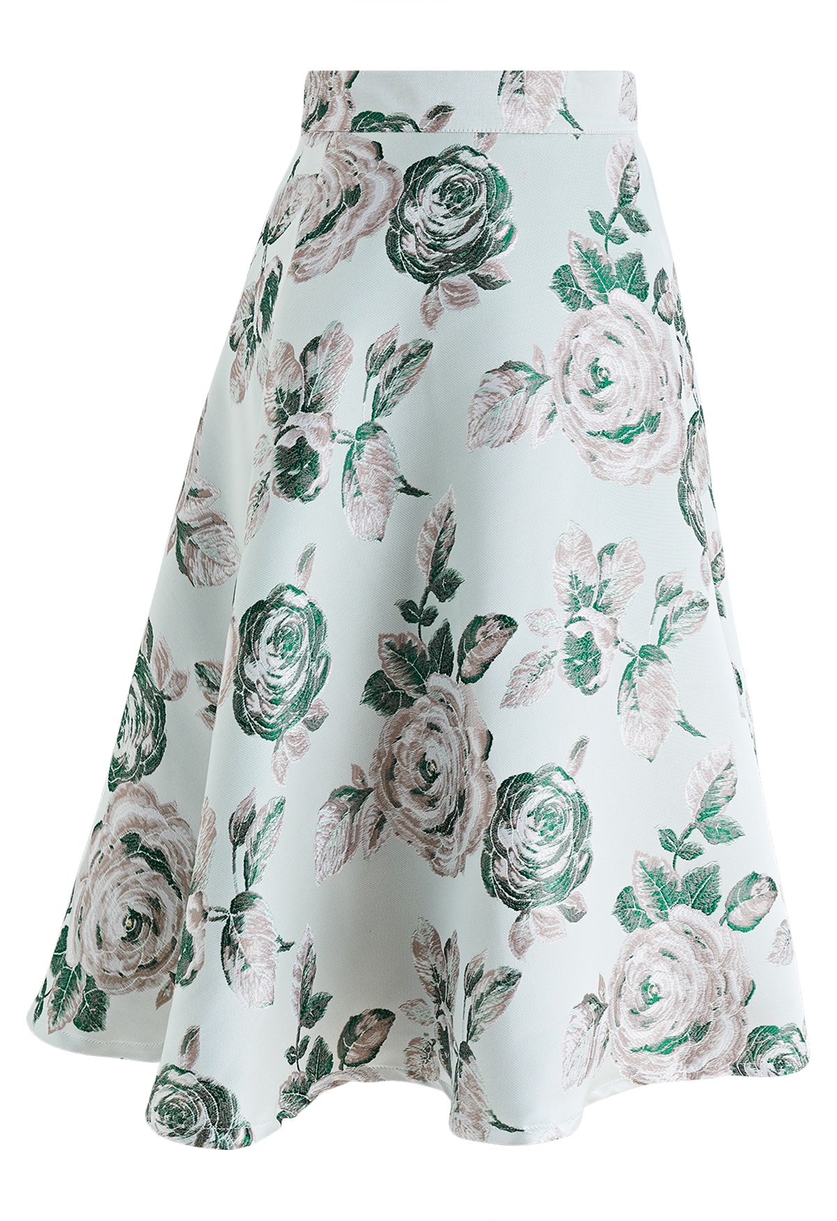 Cappuccino Rose Jacquard A-Line Skirt