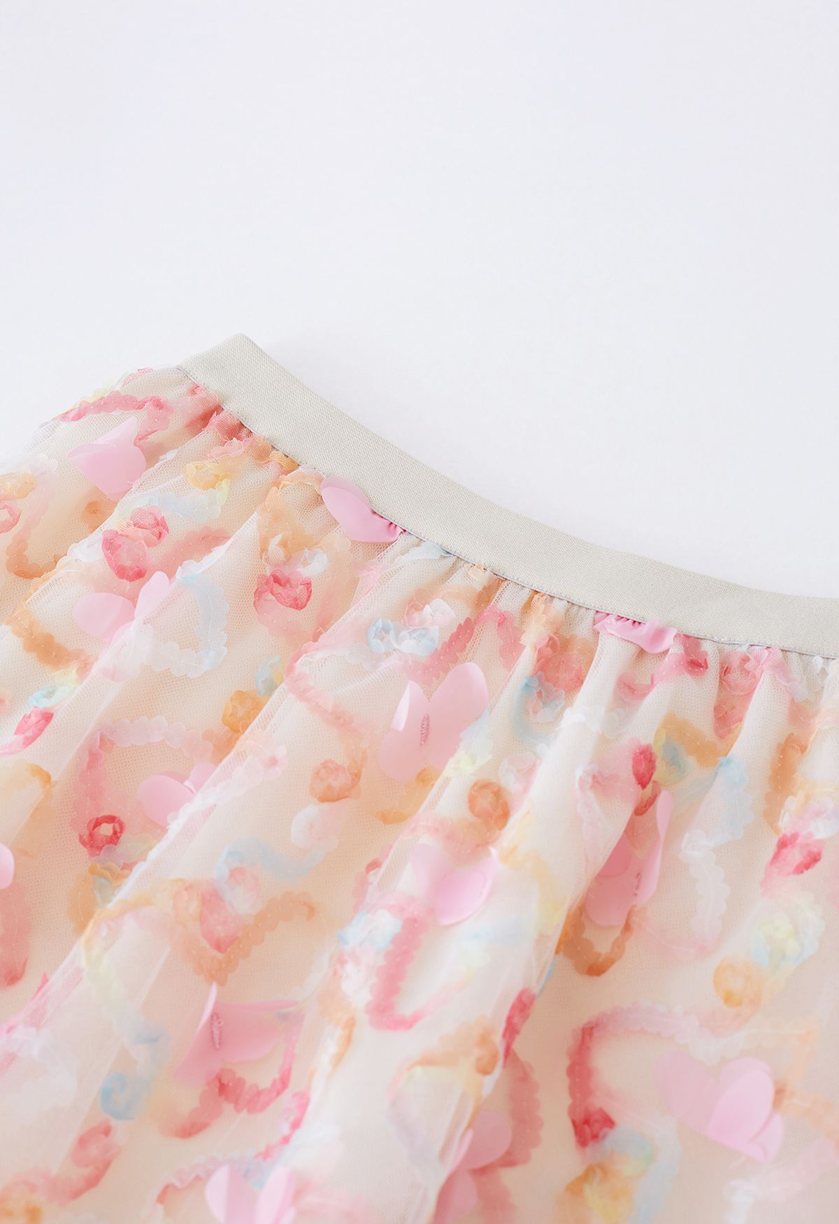 Lively Butterfly Mesh Tulle Skirt in Pink