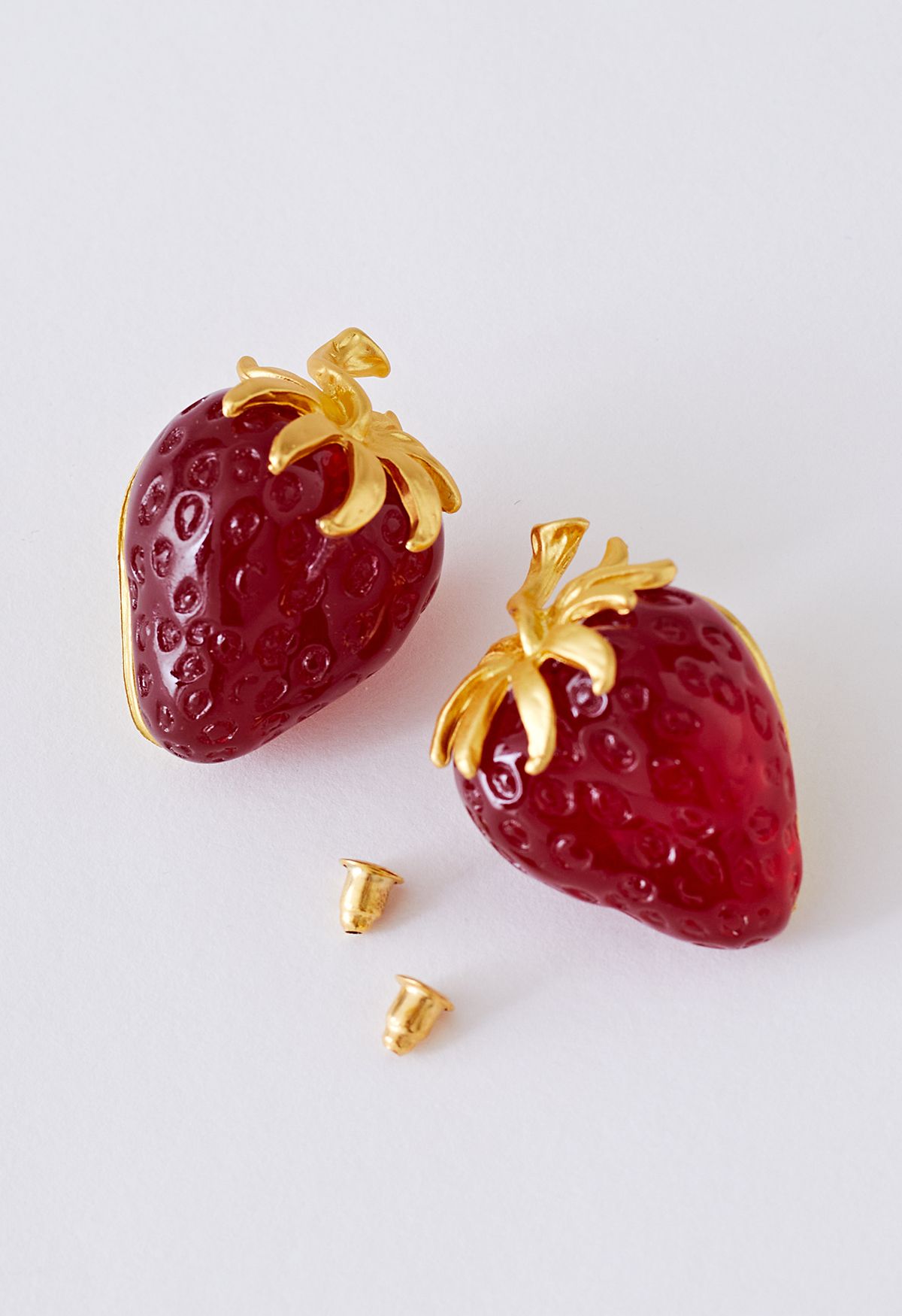 3D Red Strawberry Resin Earrings
