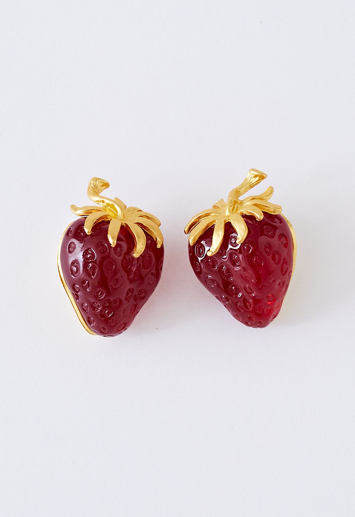3D Red Strawberry Resin Earrings