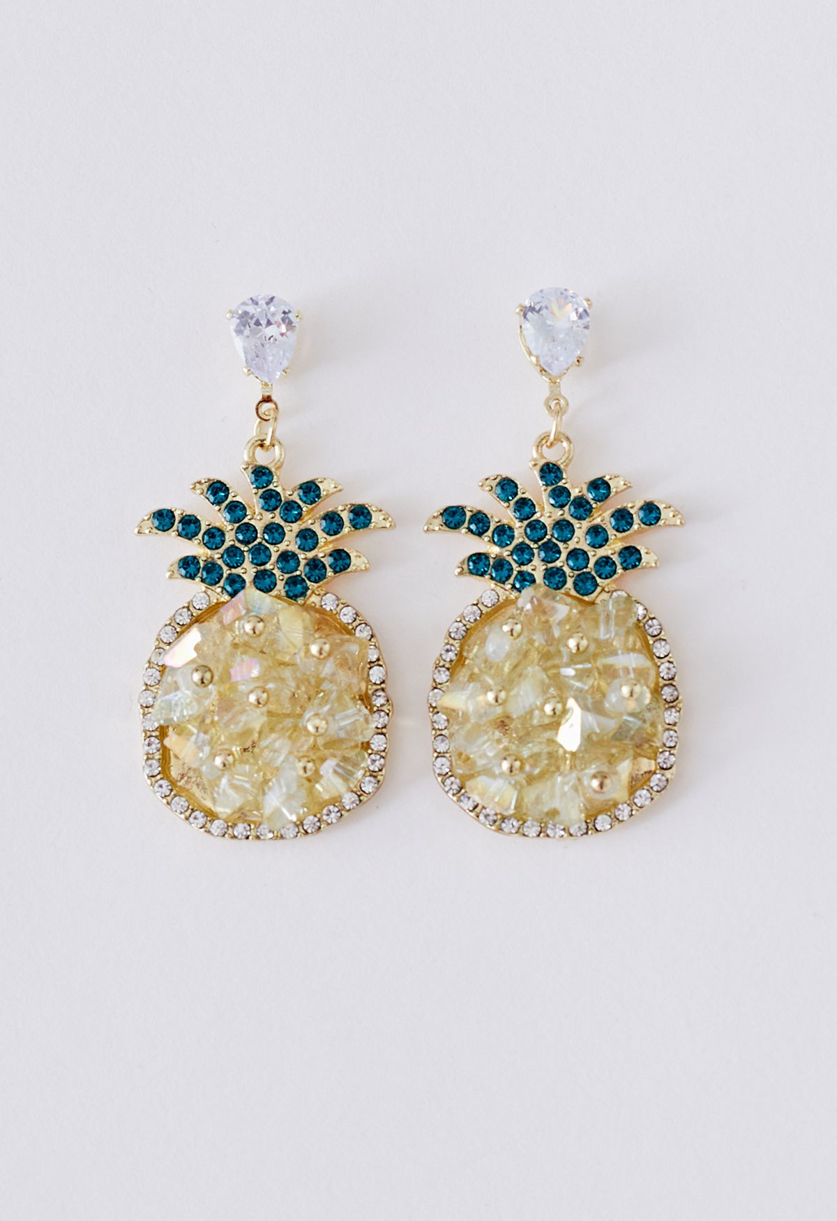 Glistening Pineapple Rhinestone Earrings