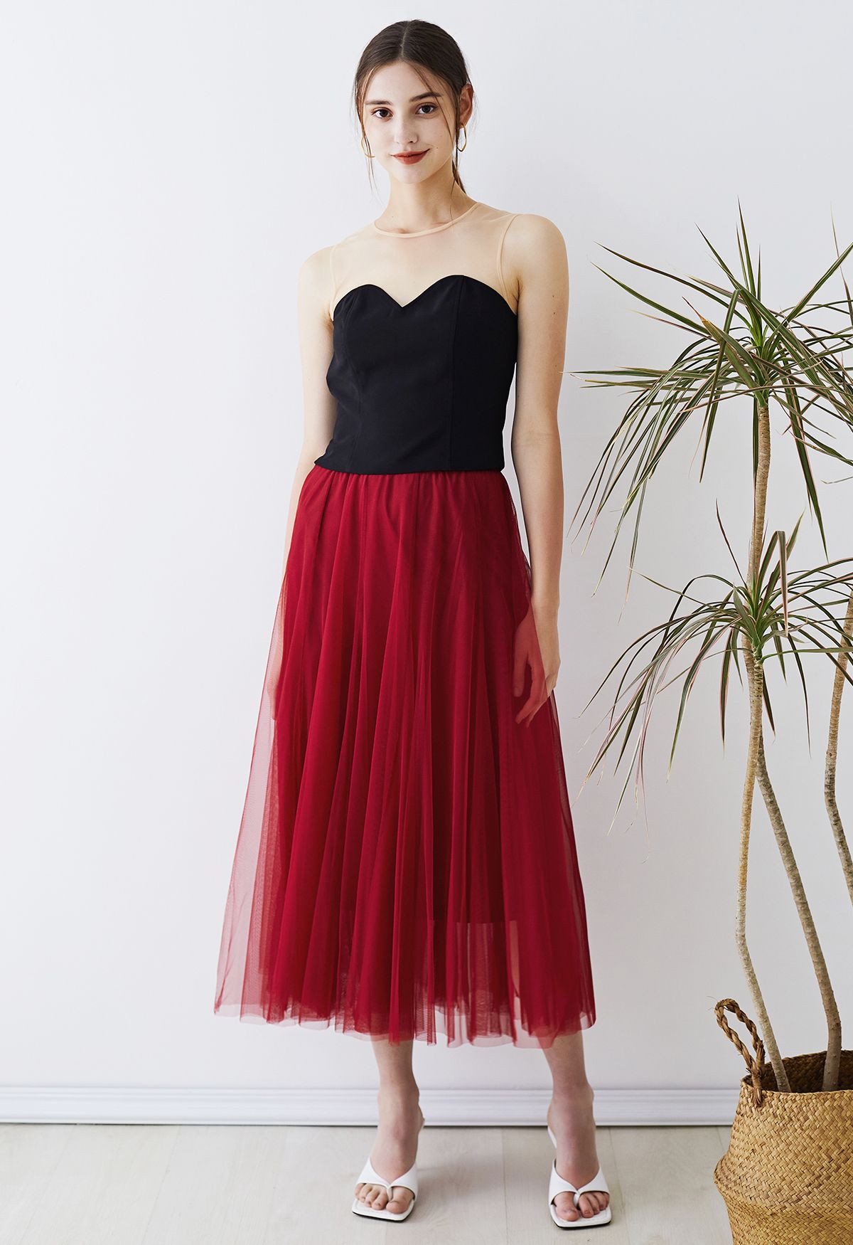 My Secret Garden Tulle Maxi Skirt in Red