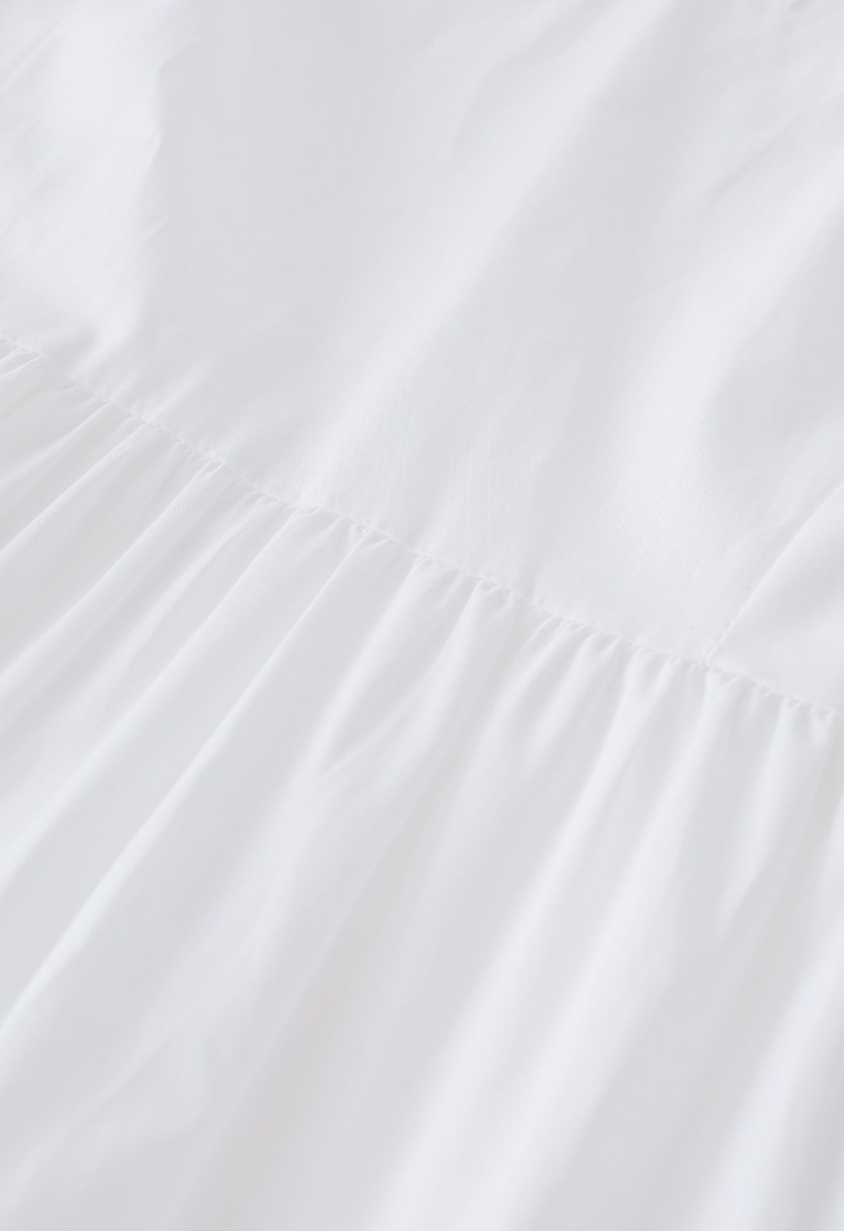 V-Neck Flutter Sleeve Ruffle Cotton Dress in White