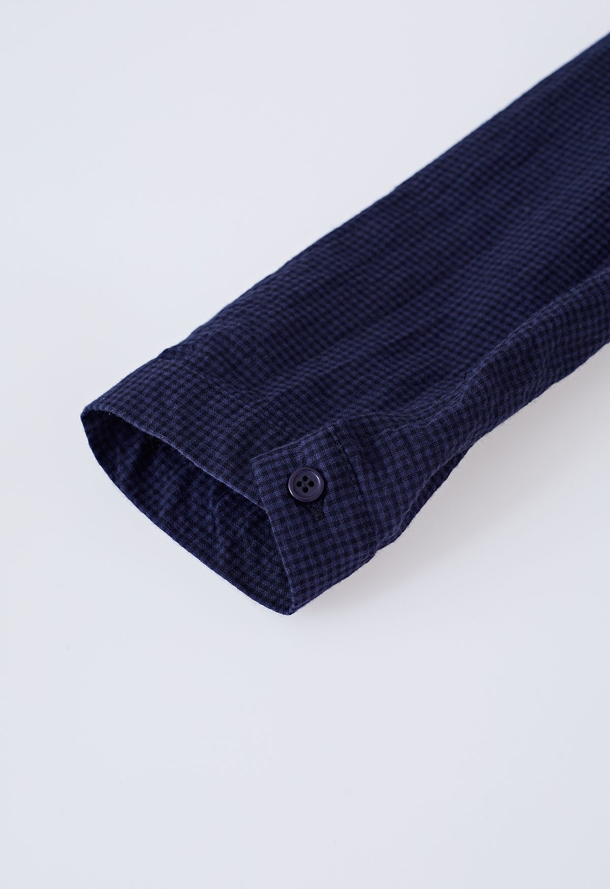 V-Neck Crochet Sleeve Cotton Top in Navy
