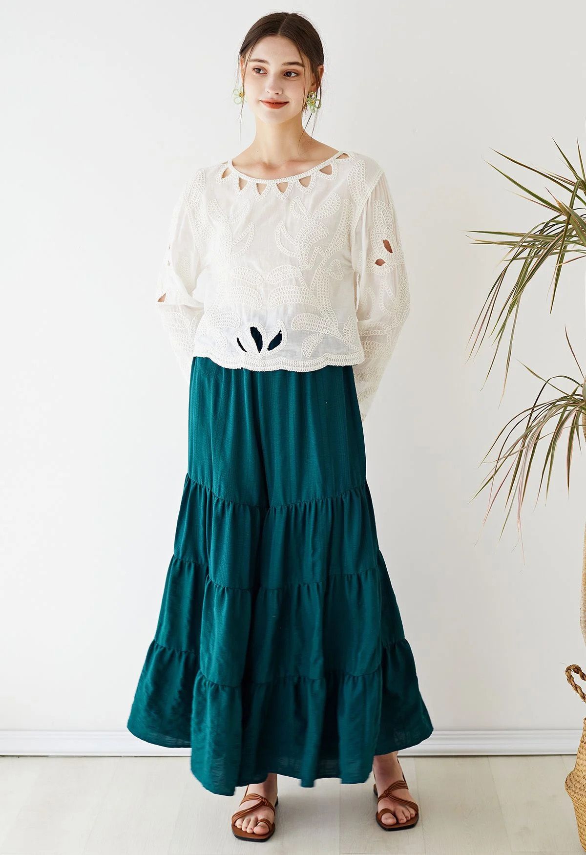 Sunny Days Wide-Leg Pants in Emerald