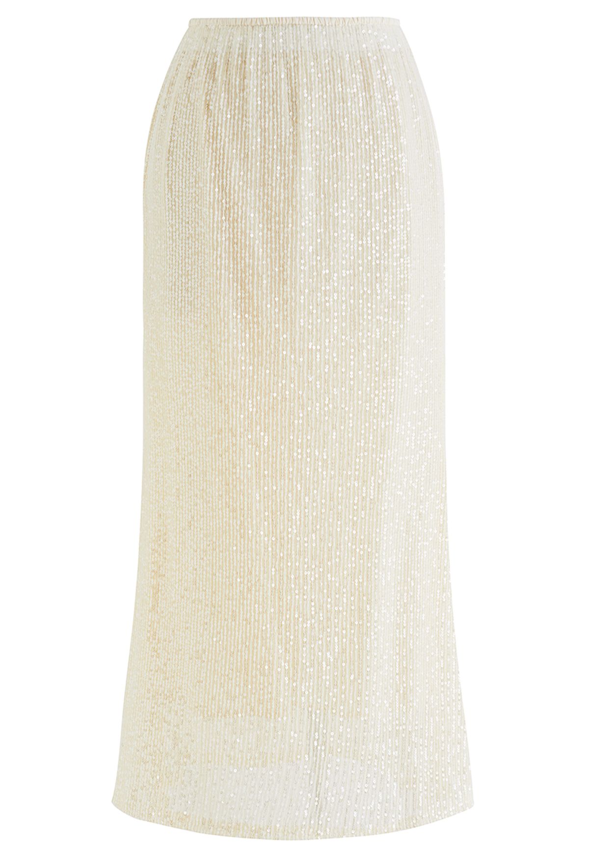 Dazzling Sequin Mermaid Skirt in Cream