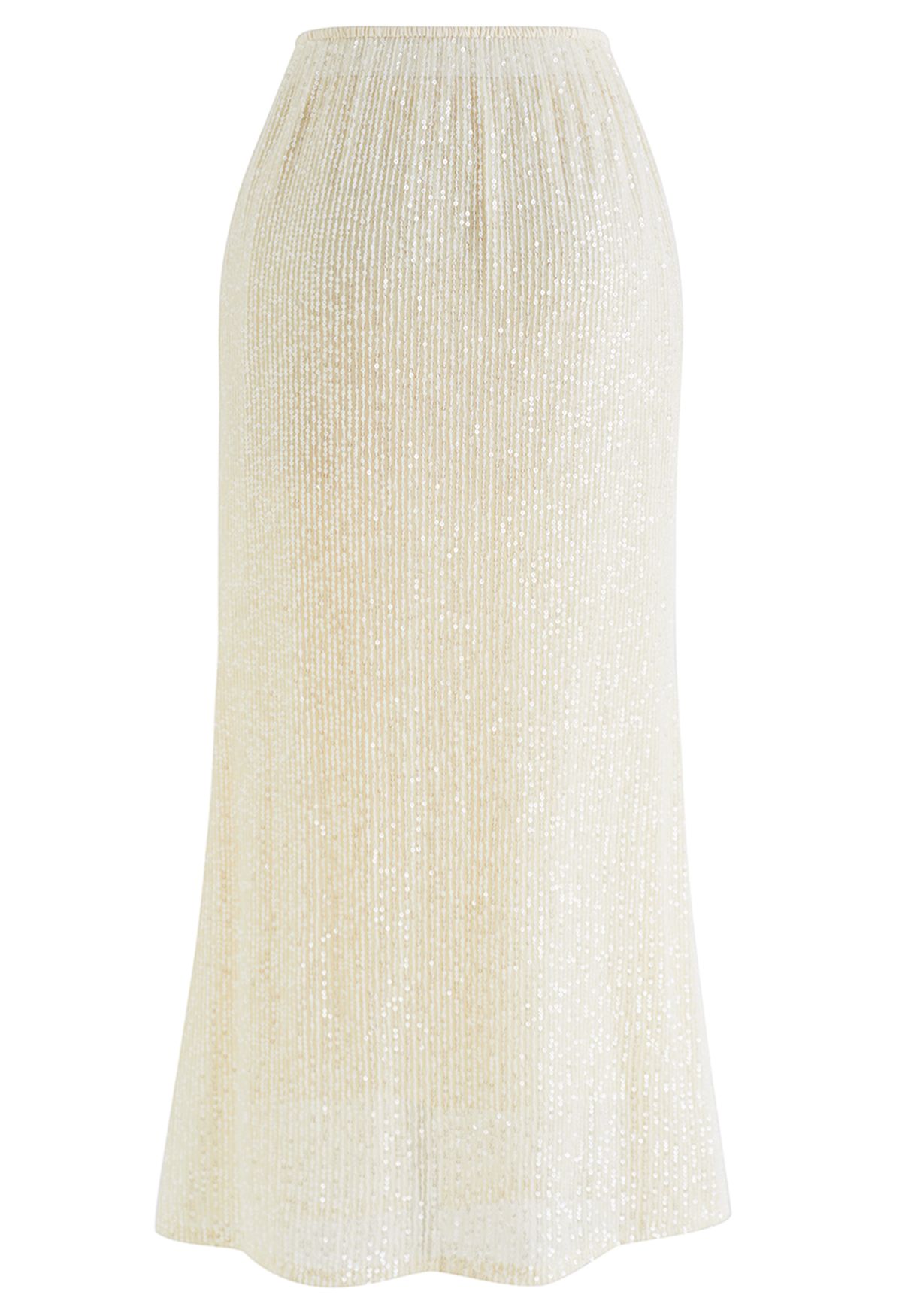 Dazzling Sequin Mermaid Skirt in Cream