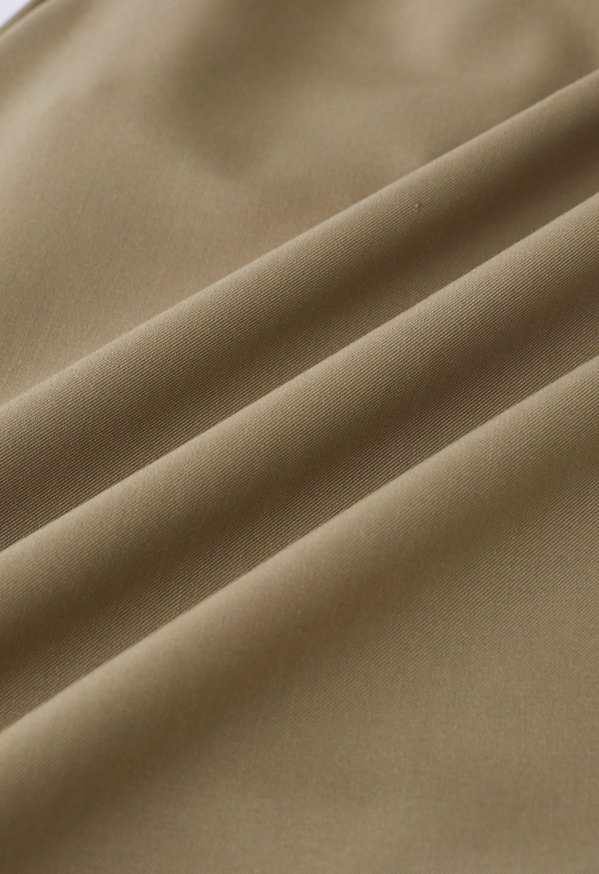 Seam Detailing Pleated A-Line Skirt in Khaki