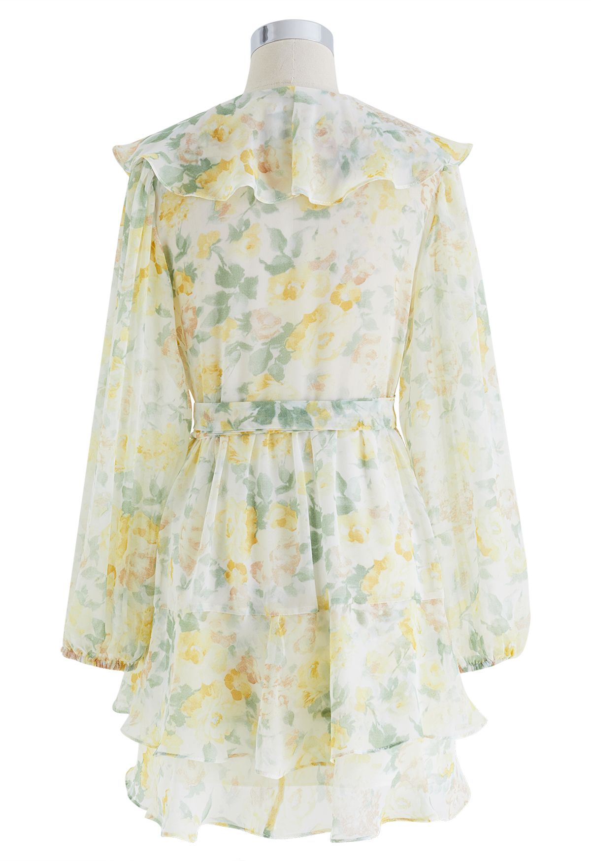 Sweet Bloom Ruffle Wrap Mini Dress in Pistachio