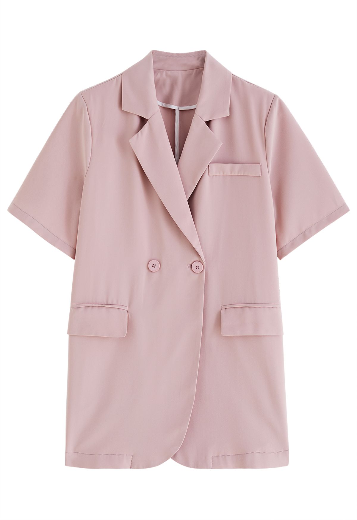 Classic Notch Lapel Short-Sleeve Blazer in Pink