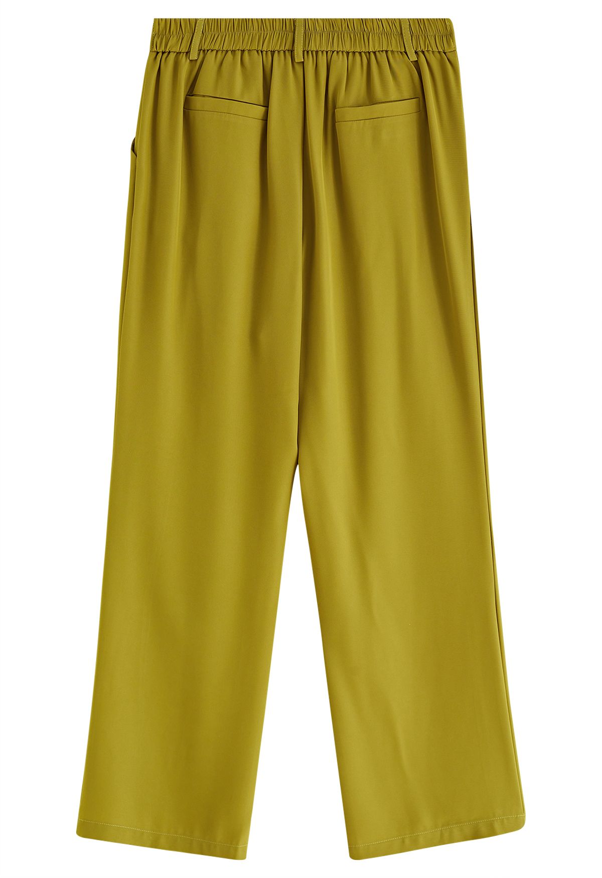 Pleated Detail Straight Leg Pants in Moss Green