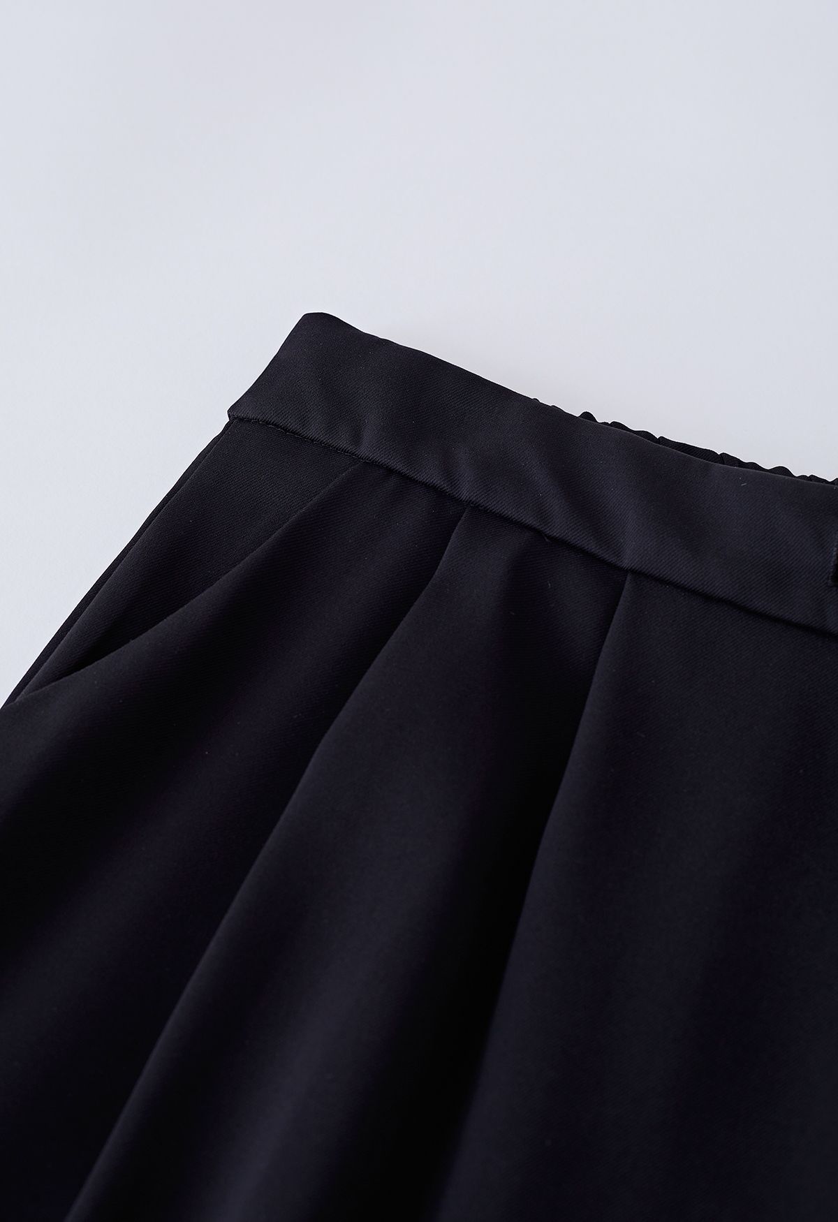 Drawstring Waist Pleated Detailing Pants in Black