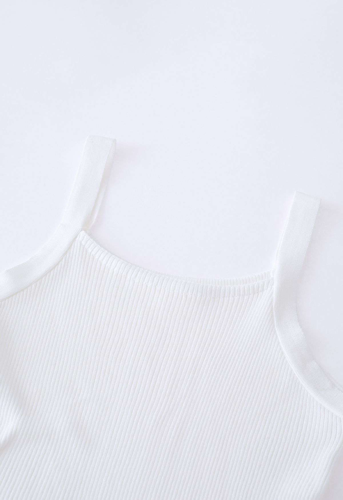 Stretchy Ribbed Knit Cami Top in White