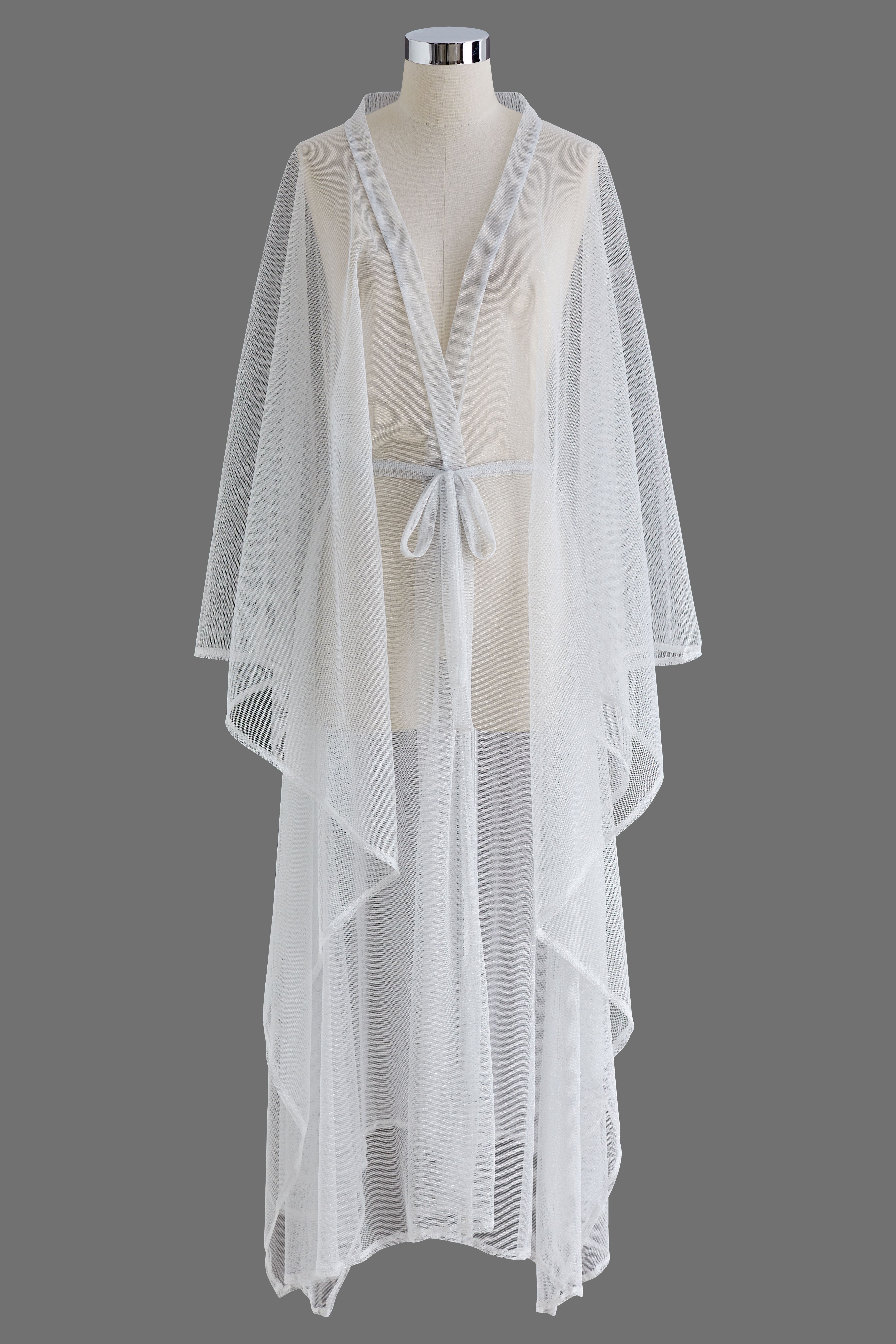 Shimmer Tulle Flare Kimono in White