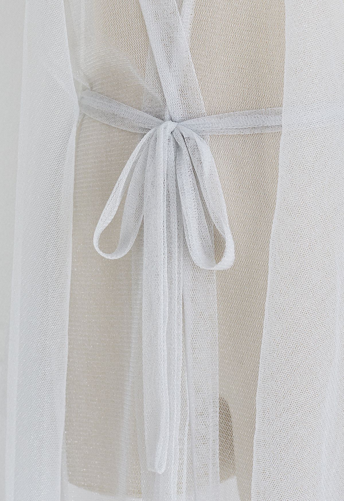 Shimmer Tulle Flare Kimono in White
