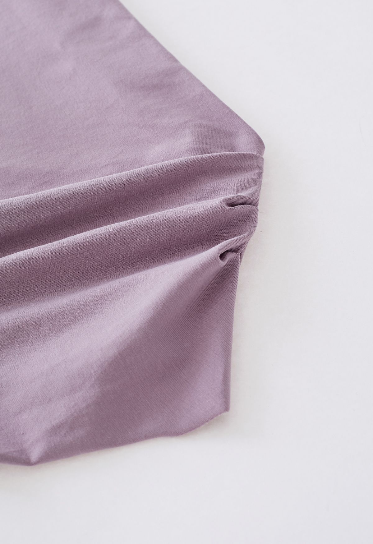 Asymmetric Boat Neck Ruched Top in Lilac