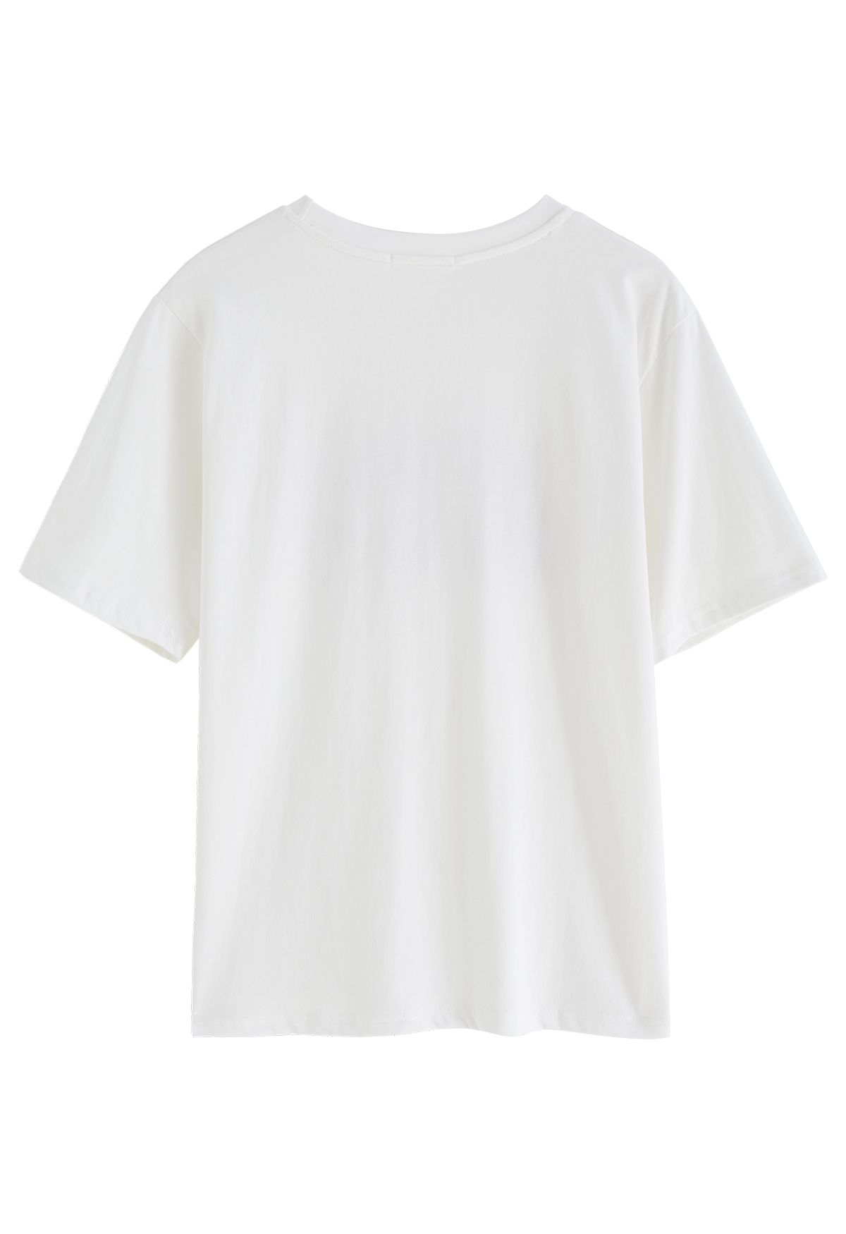 Velvet Letter Crew Neck T-Shirt in White