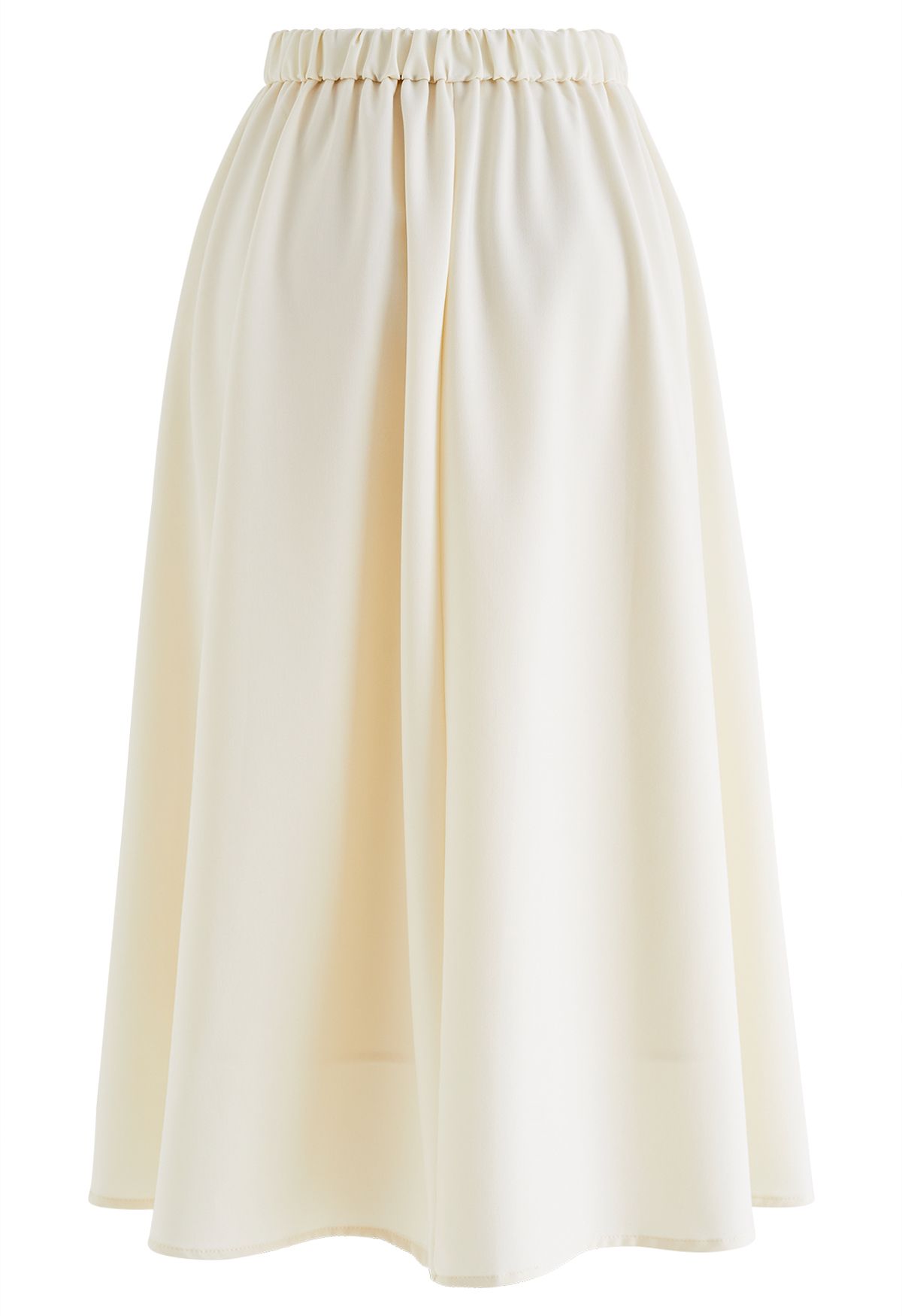 Double Pleated Midi Skirt in Cream