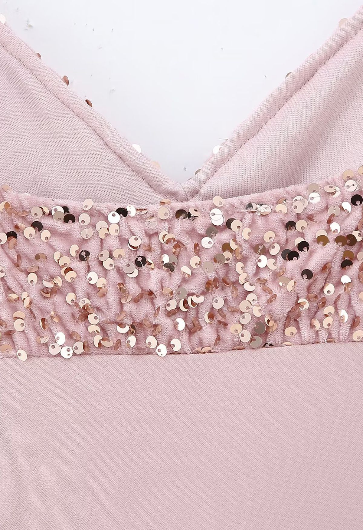 Sequin Embellished Satin Cami Dress in Pink