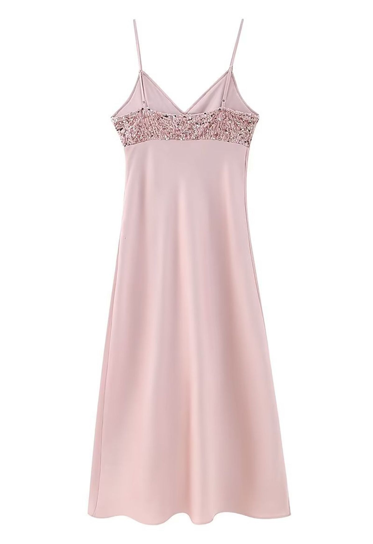 Sequin Embellished Satin Cami Dress in Pink