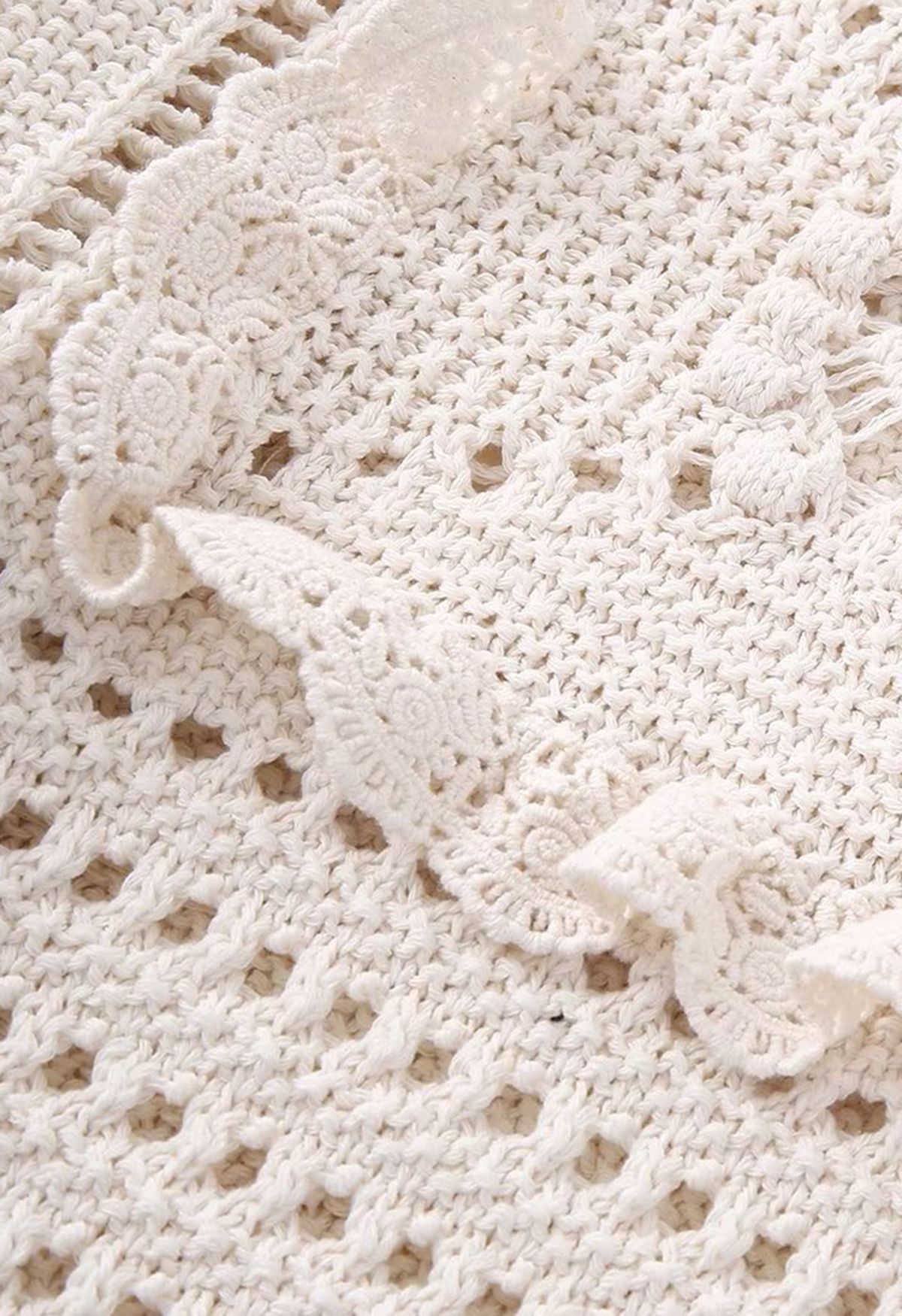 Hollow Out Crochet Trim Top