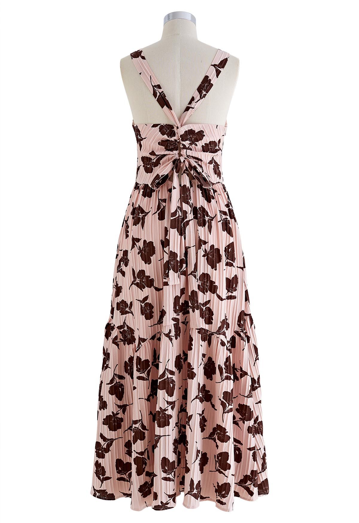 Falling Posy Printed Tie Back Midi Dress