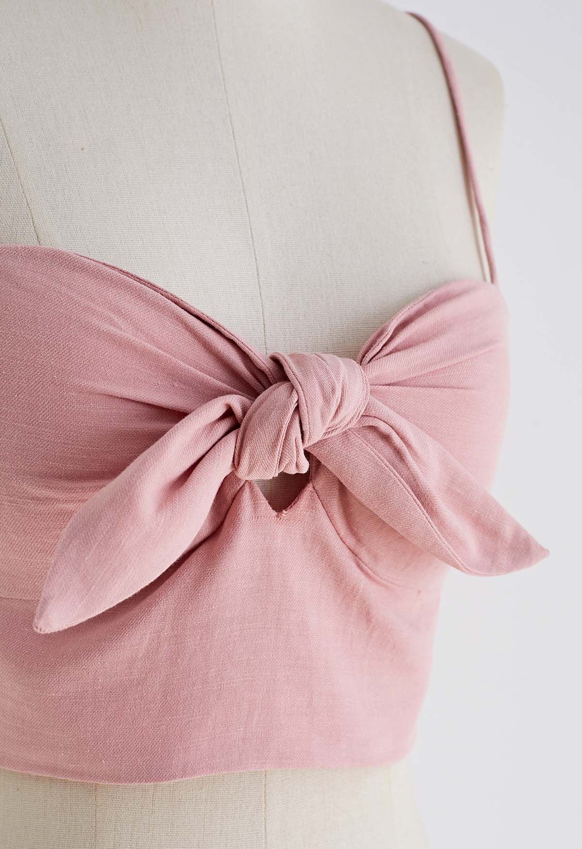 Tie Knot Cami Crop Top in Pink